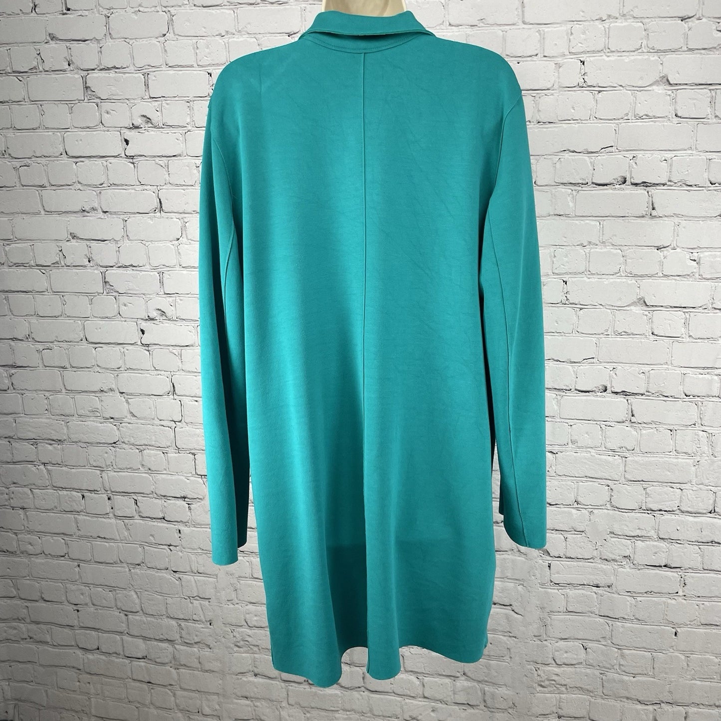 Carolina Belle Green Soft Heavy Snap Collared Knit Jacket Pockets Stretch XL