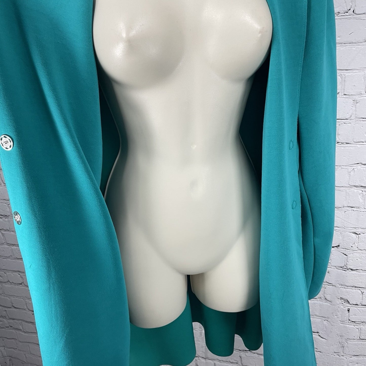 Carolina Belle Green Soft Heavy Snap Collared Knit Jacket Pockets Stretch XL