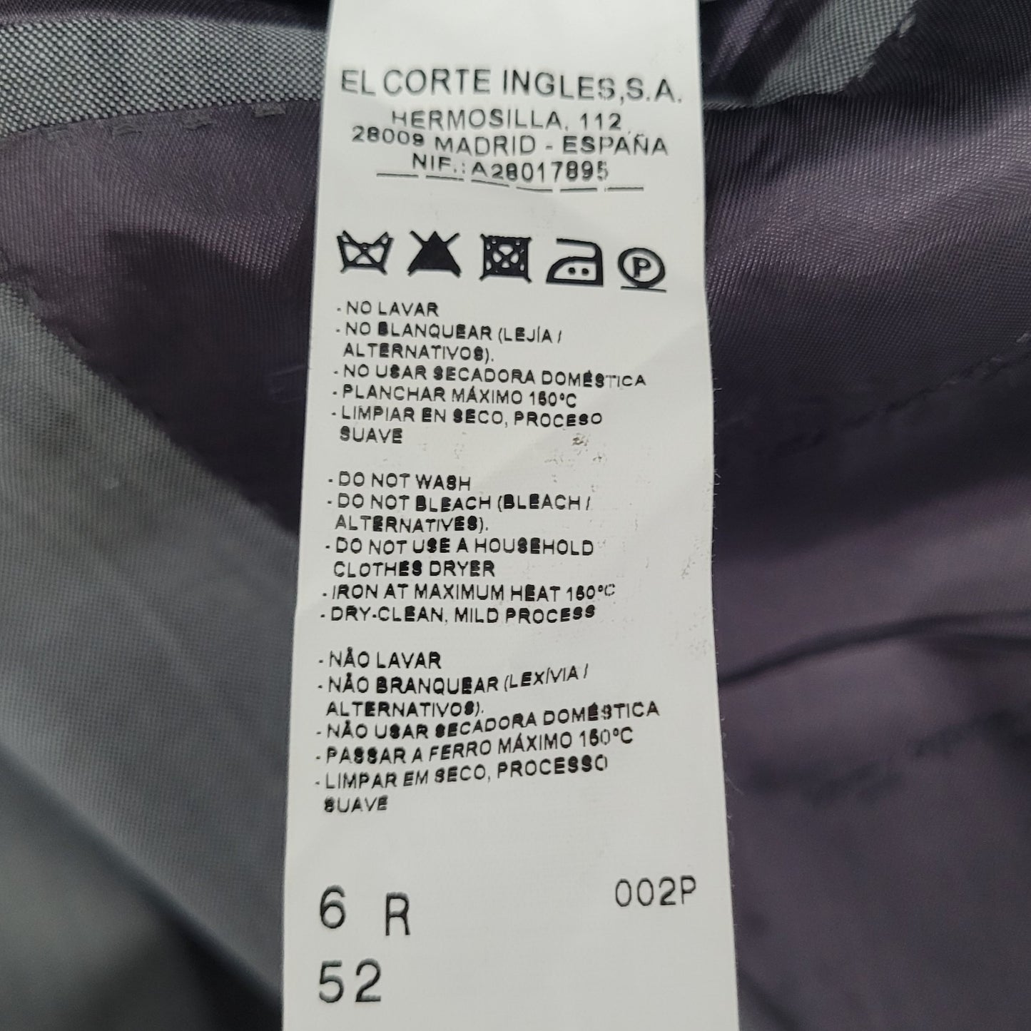 El Corte Ingles Grey Wool Mohair Blend 2 Button Notch Blazer Sport Coat Size 40