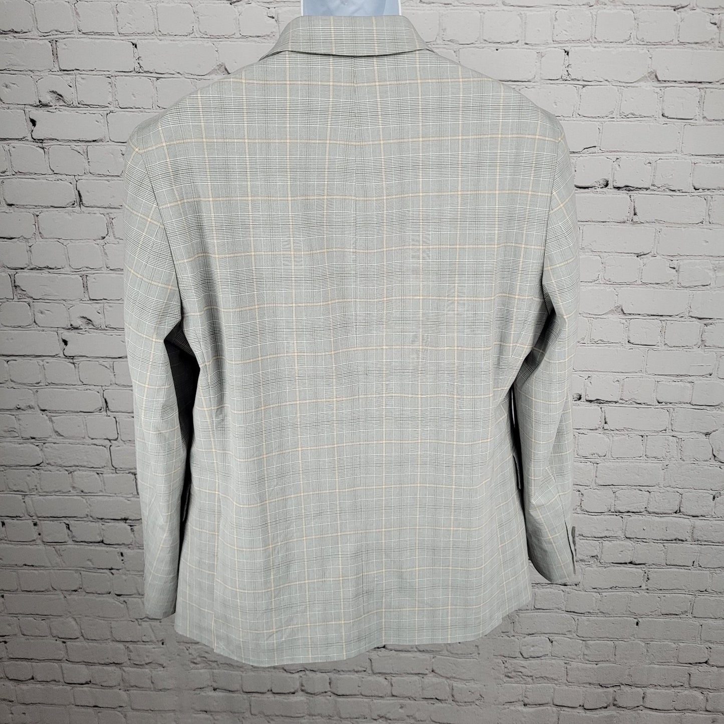 NWT J. Ferrar Gray Tan Plaid Classic Fit 1 Button Blazer Sport Coat Size 46R