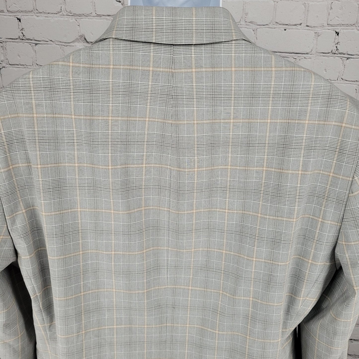 NWT J. Ferrar Gray Tan Plaid Classic Fit 1 Button Blazer Sport Coat Size 46R