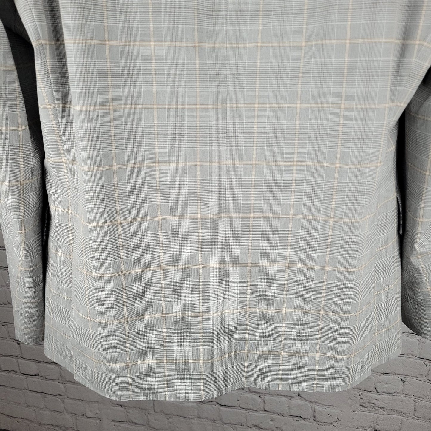 NWT J. Ferrar Gray Tan Plaid Classic Fit 1 Button Blazer Sport Coat Size 46R