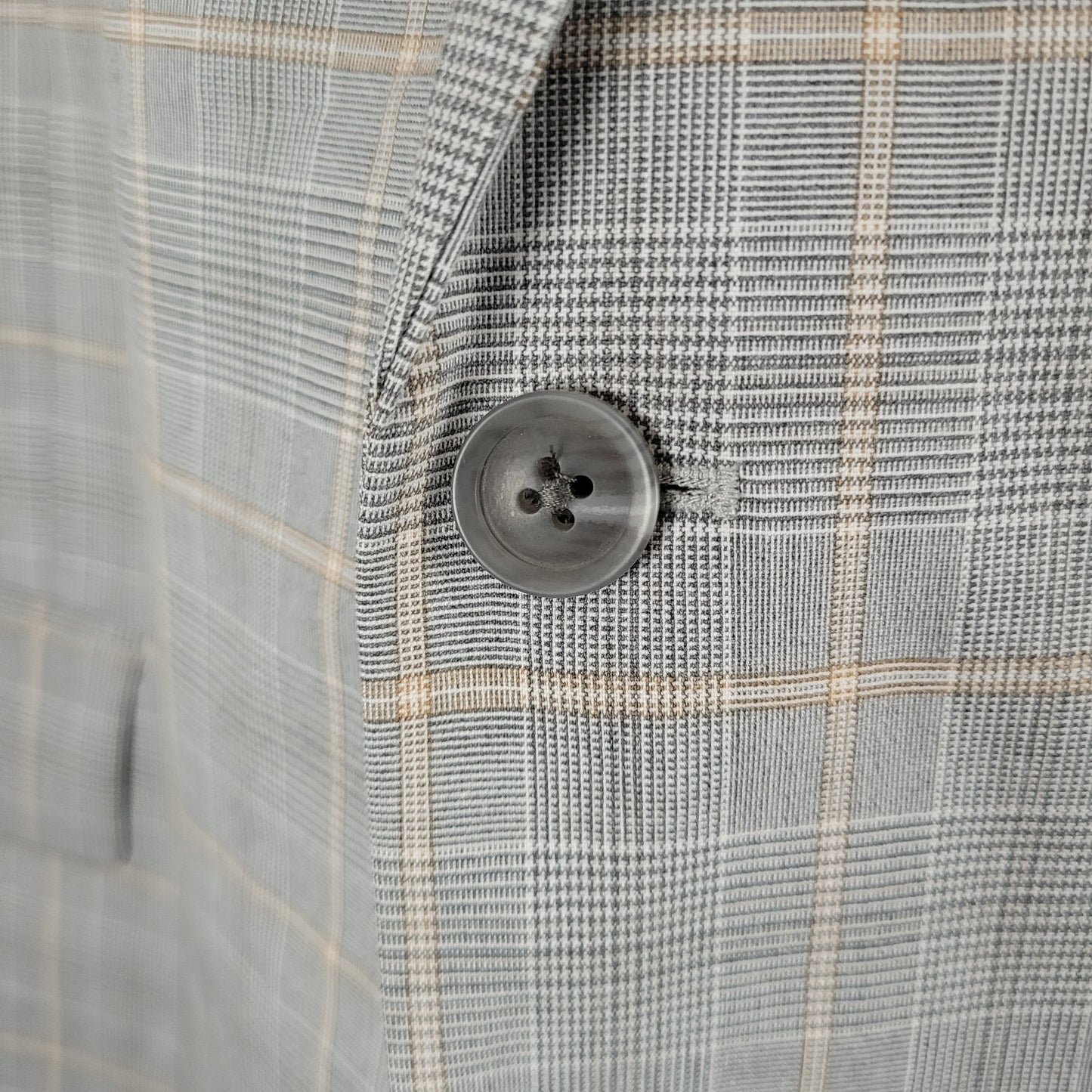 NWT J. Ferrar Gray Tan Plaid Classic Fit 1 Button Blazer Sport Coat Size 46R