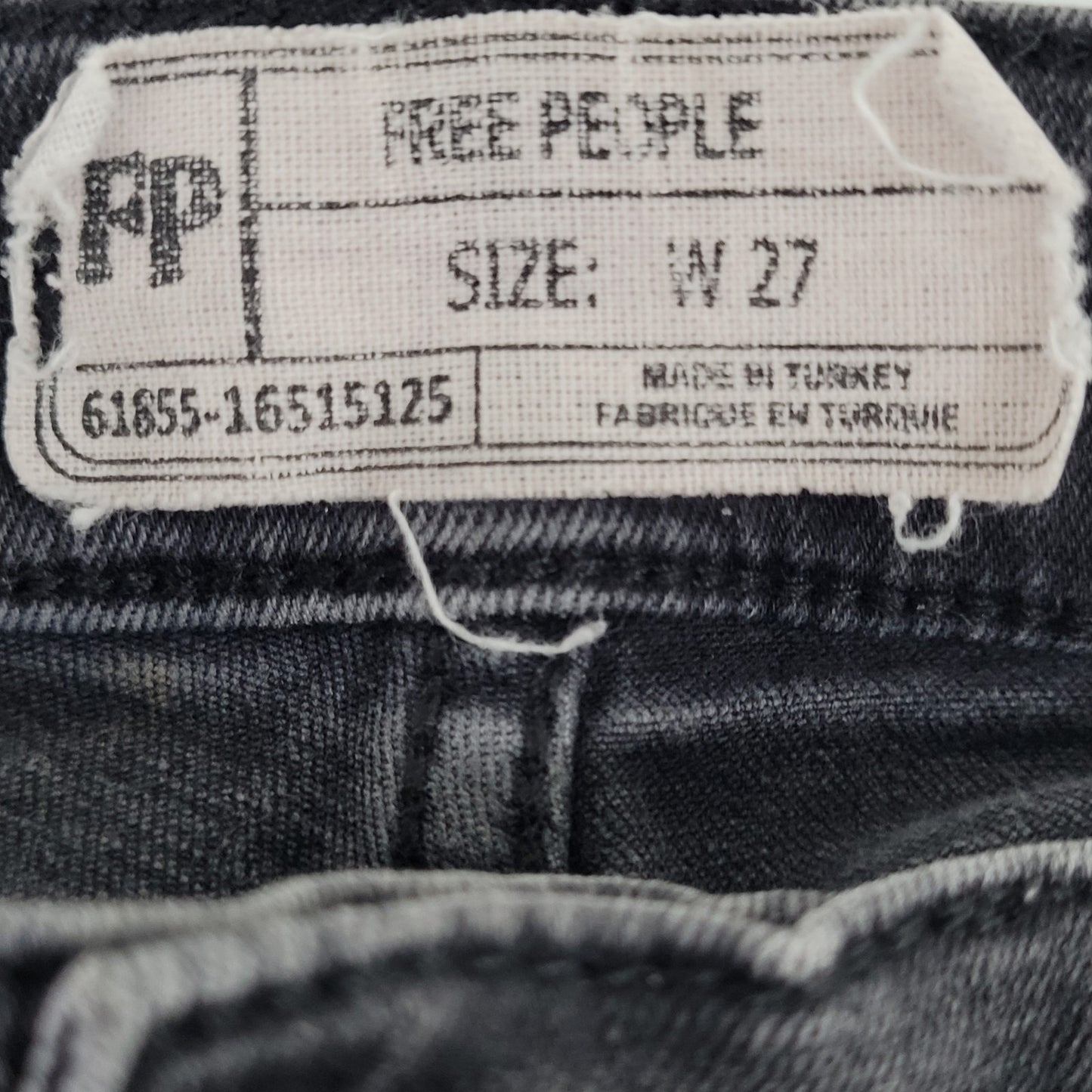 Free People Grey Denim Mid Rise Button Fly Skinny Ankle Jeans Size 27 (26x26.5)