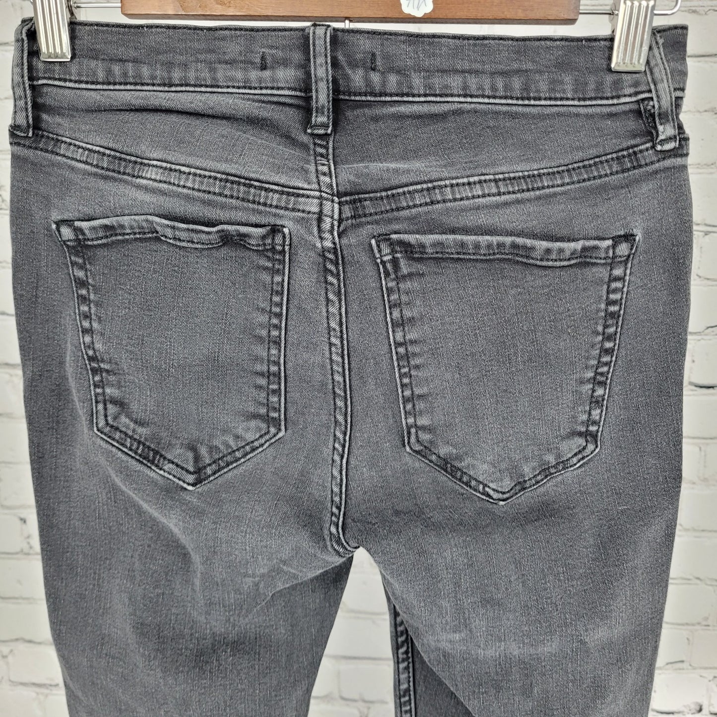 Free People Grey Denim Mid Rise Button Fly Skinny Ankle Jeans Size 27 (26x26.5)