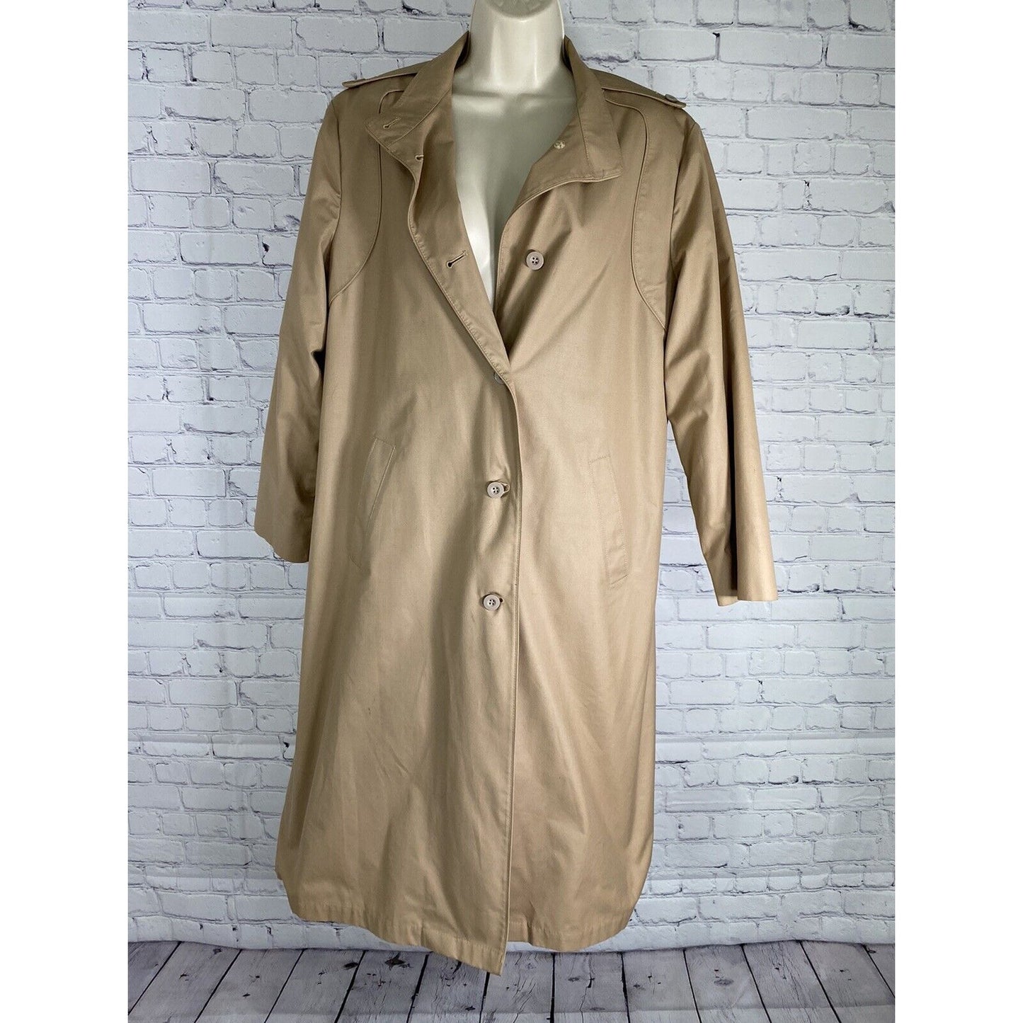 VTG London Fog Maincoats Tan Insulated Removable Lining Trench Coat Petite 14P