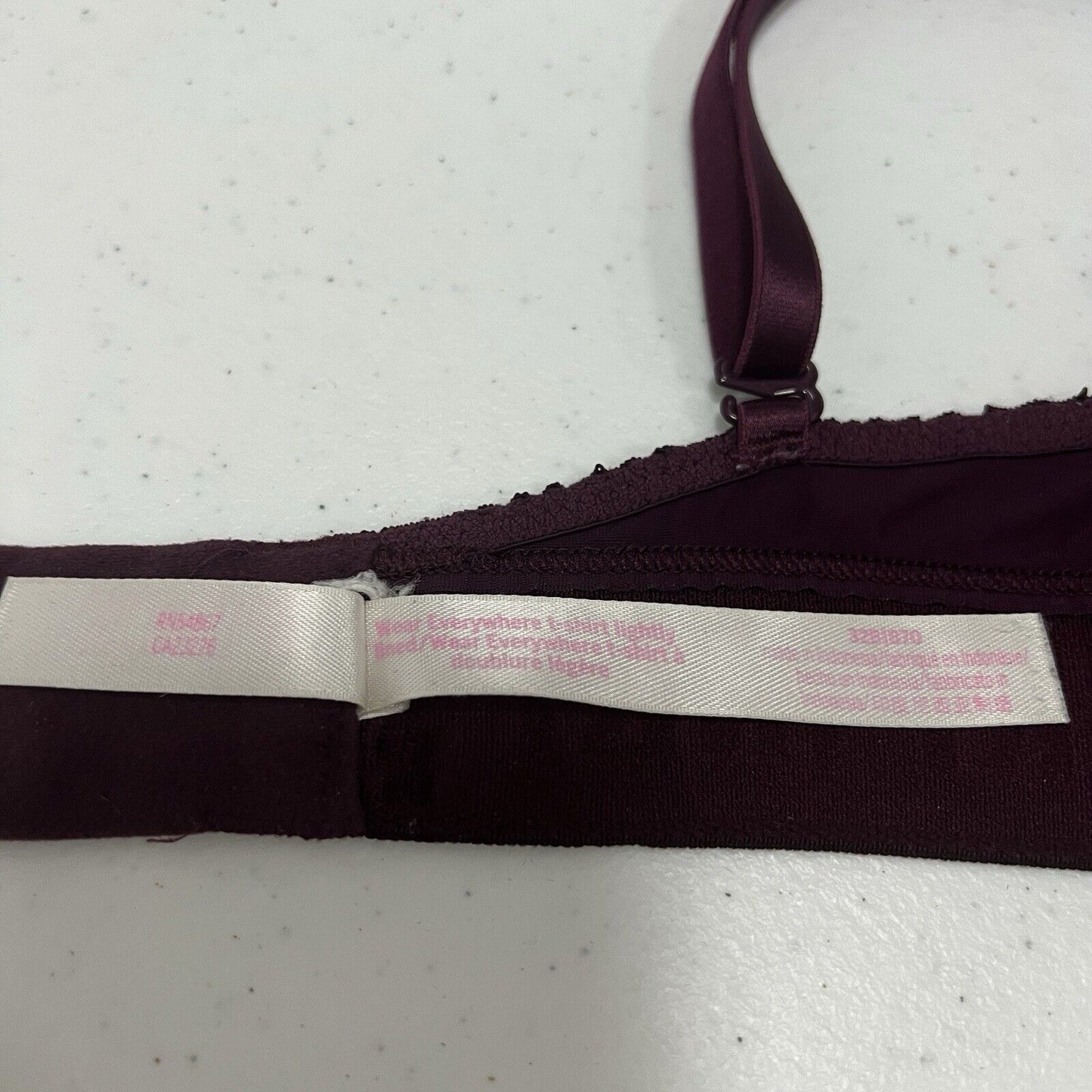 Pink Victoria's Secret Wear Everywhere T-Shirt Lightly Lined Purple Bra 32B