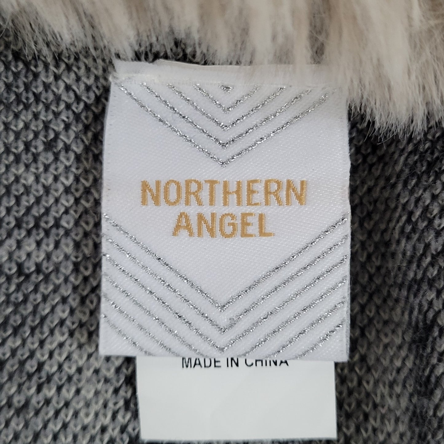 Northern Angel Beige Check Faux Fur Trim Cape Blanket Cardigan Size Large L/XL
