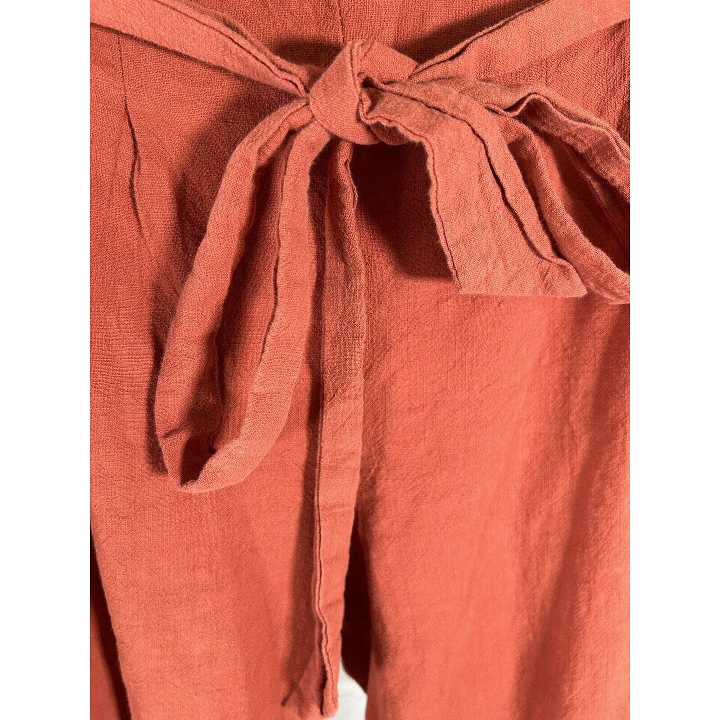 CAGE Orange Pleated Button Up Side Belted High Rise Women’s Pants (30 x 25.5)