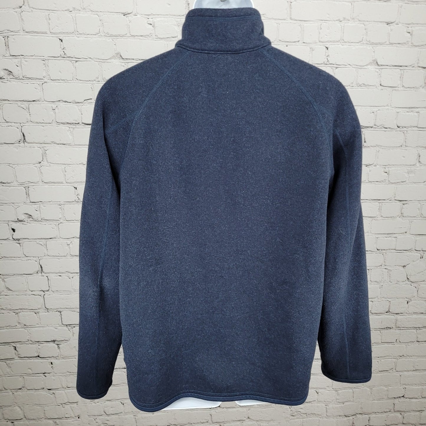 Patagonia Navy Knit Fleece Lined 1/4 Zip Logo Pullover Sweater Size Large L