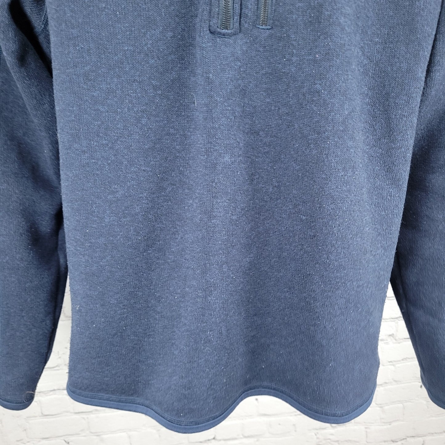Patagonia Navy Knit Fleece Lined 1/4 Zip Logo Pullover Sweater Size Large L