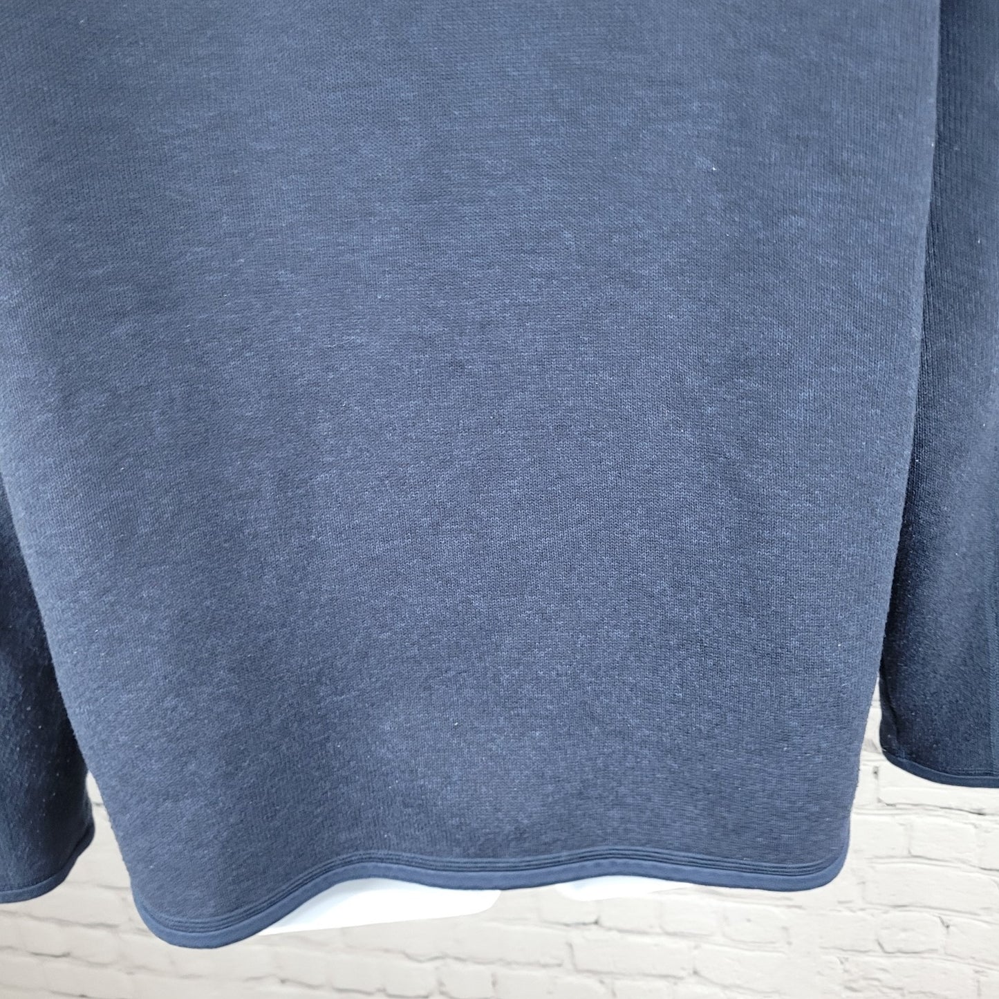 Patagonia Navy Knit Fleece Lined 1/4 Zip Logo Pullover Sweater Size Large L