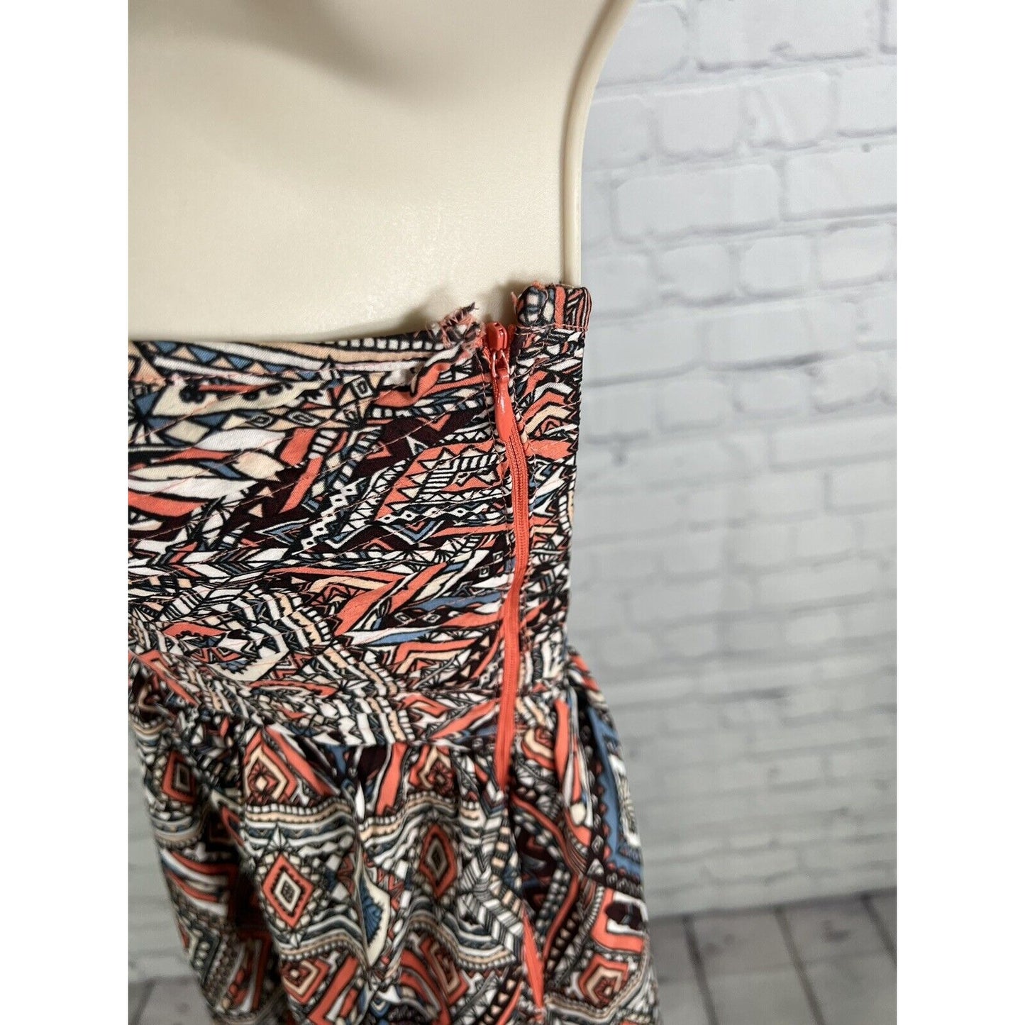 BILLABONG Coral Black Geometric Hook & Eye Detail Spaghetti Strap Mini Sun Dress