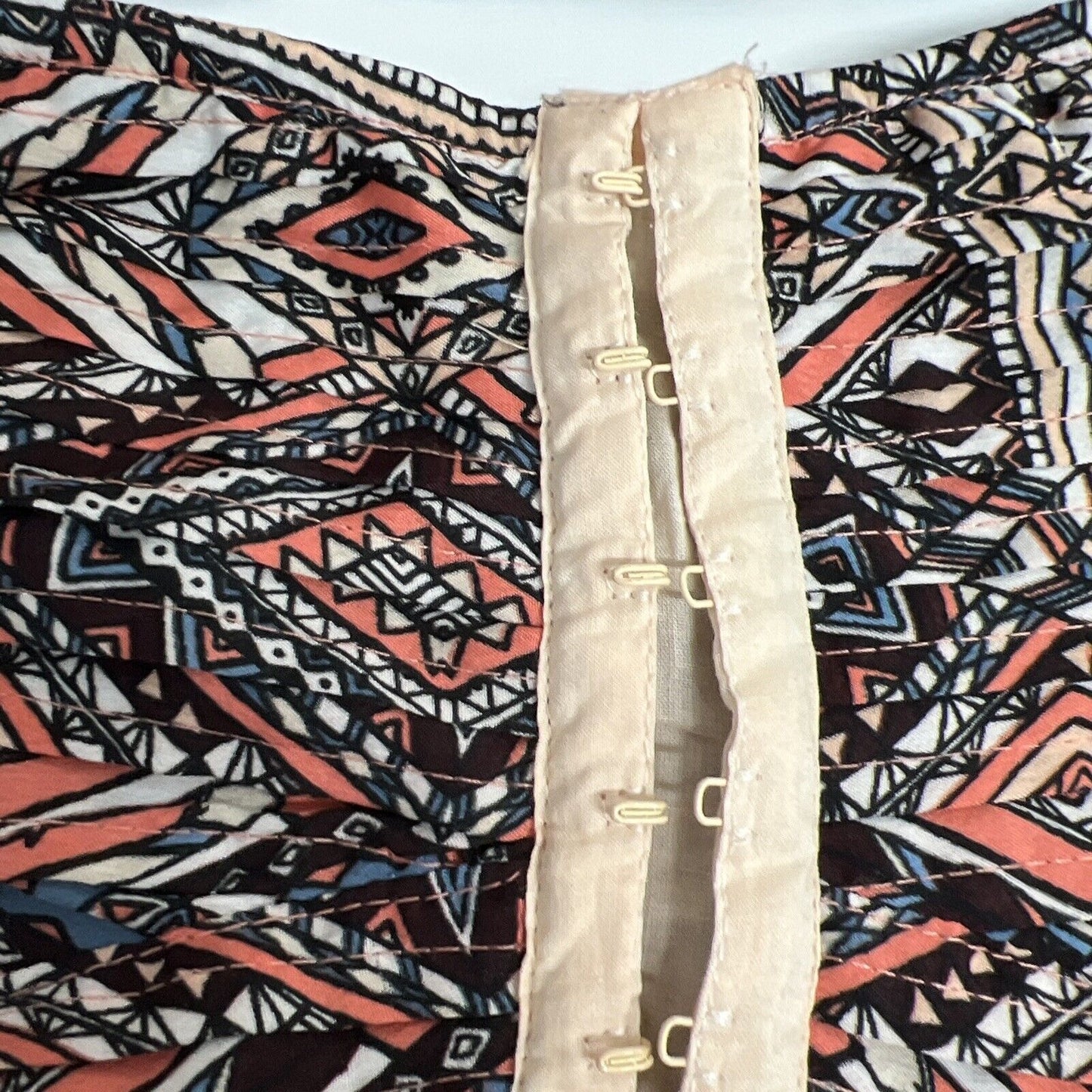 BILLABONG Coral Black Geometric Hook & Eye Detail Spaghetti Strap Mini Sun Dress