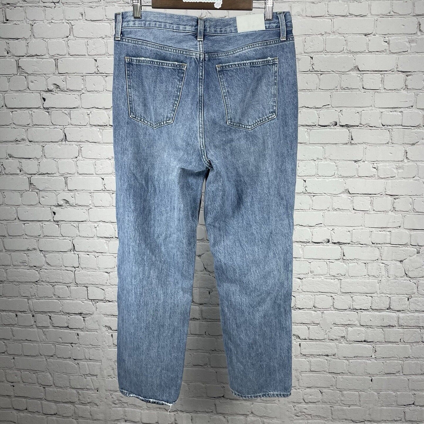 Pistola Blue Denim Distressed High Rise Medium Wash Tapered Jean Size 28 (30x28)