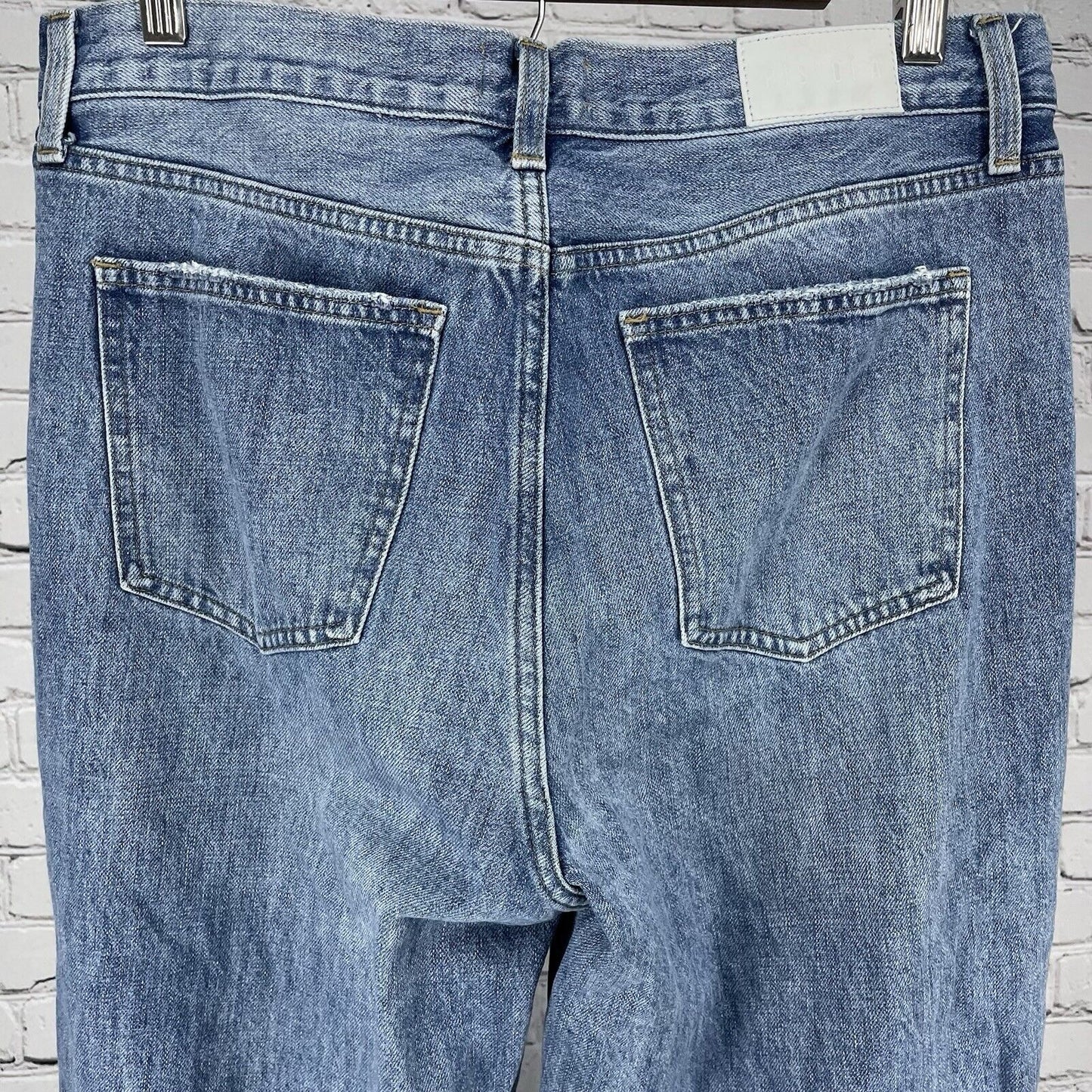 Pistola Blue Denim Distressed High Rise Medium Wash Tapered Jean Size 28 (30x28)