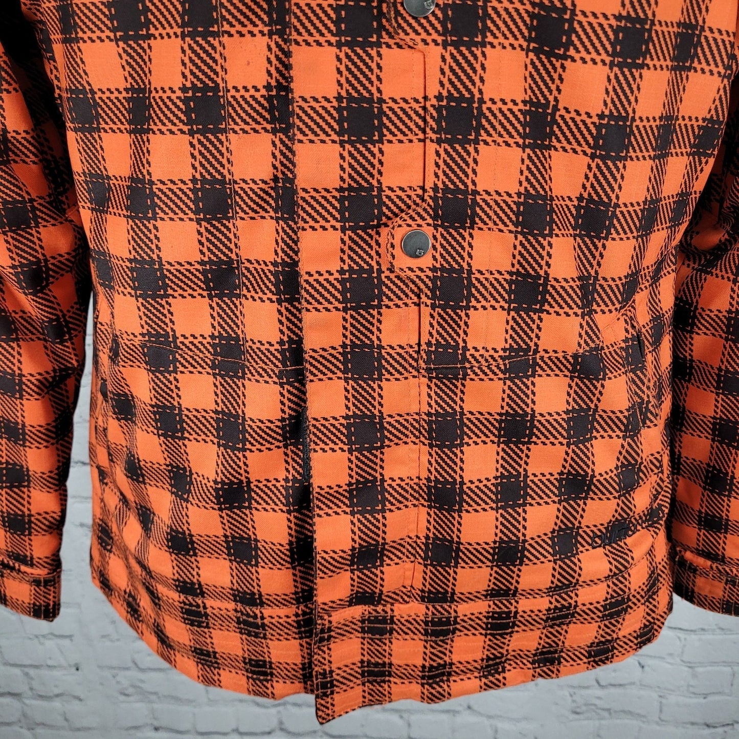 Burton DryRide Orange Check Hooded Insulated Full Zip Snowboard Jacket Medium M
