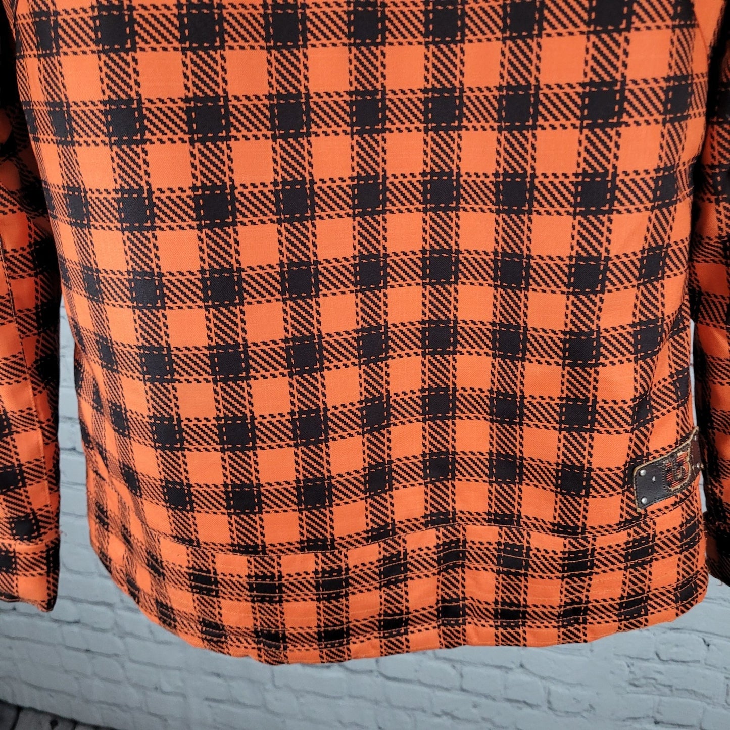 Burton DryRide Orange Check Hooded Insulated Full Zip Snowboard Jacket Medium M