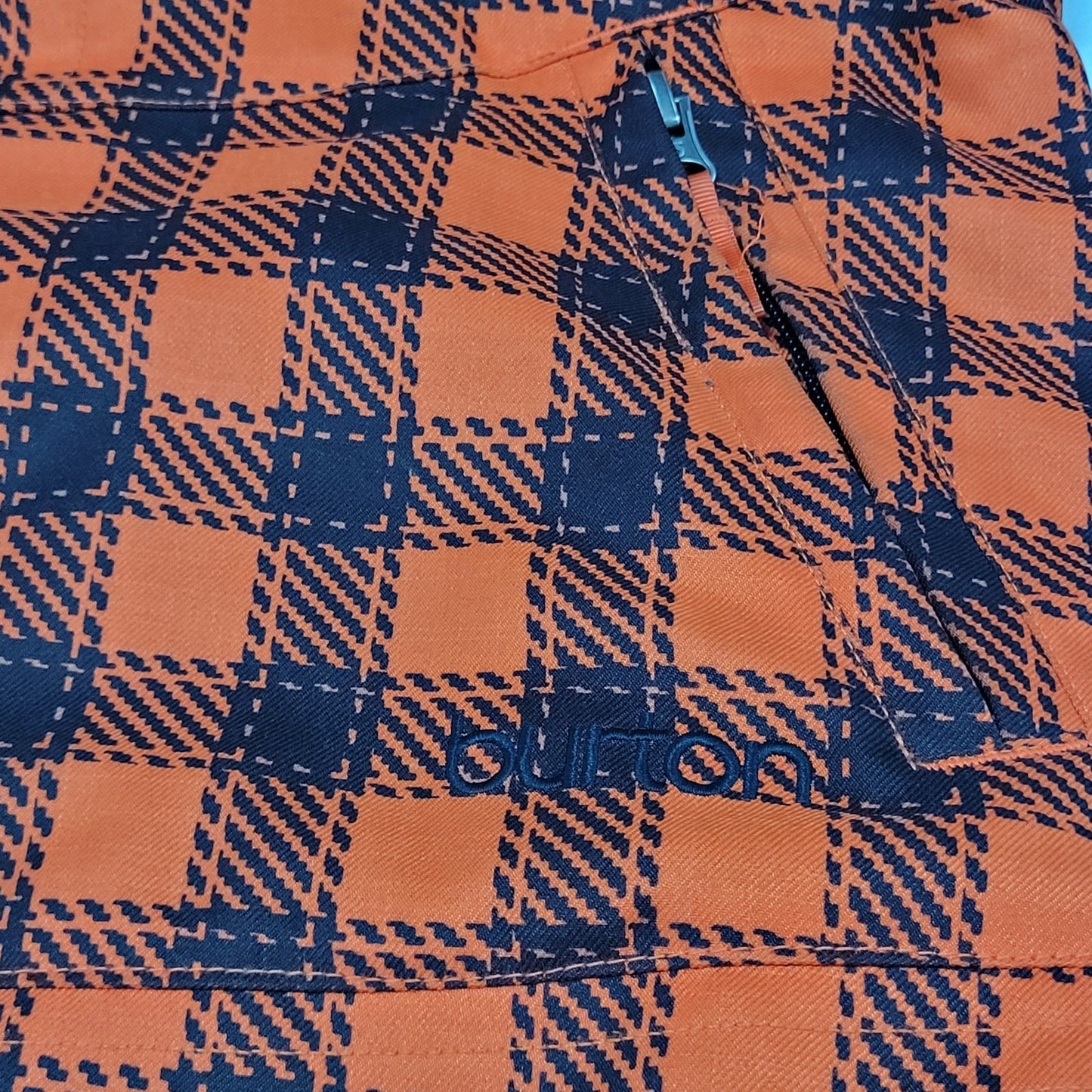 Burton DryRide Orange Check Hooded Insulated Full Zip Snowboard Jacket Medium M