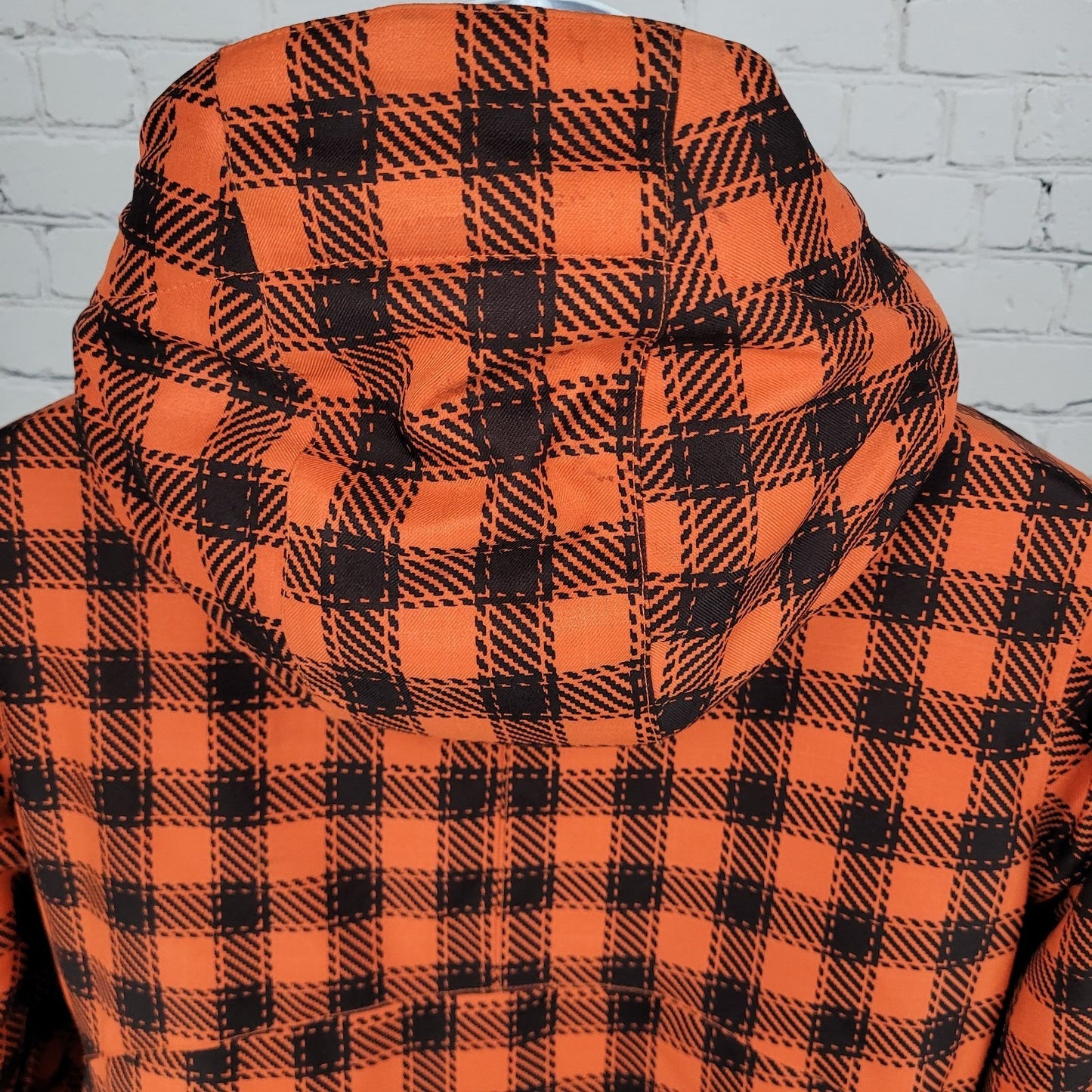 Burton DryRide Orange Check Hooded Insulated Full Zip Snowboard Jacket Medium M