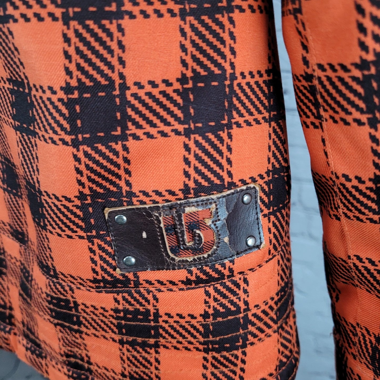 Burton DryRide Orange Check Hooded Insulated Full Zip Snowboard Jacket Medium M