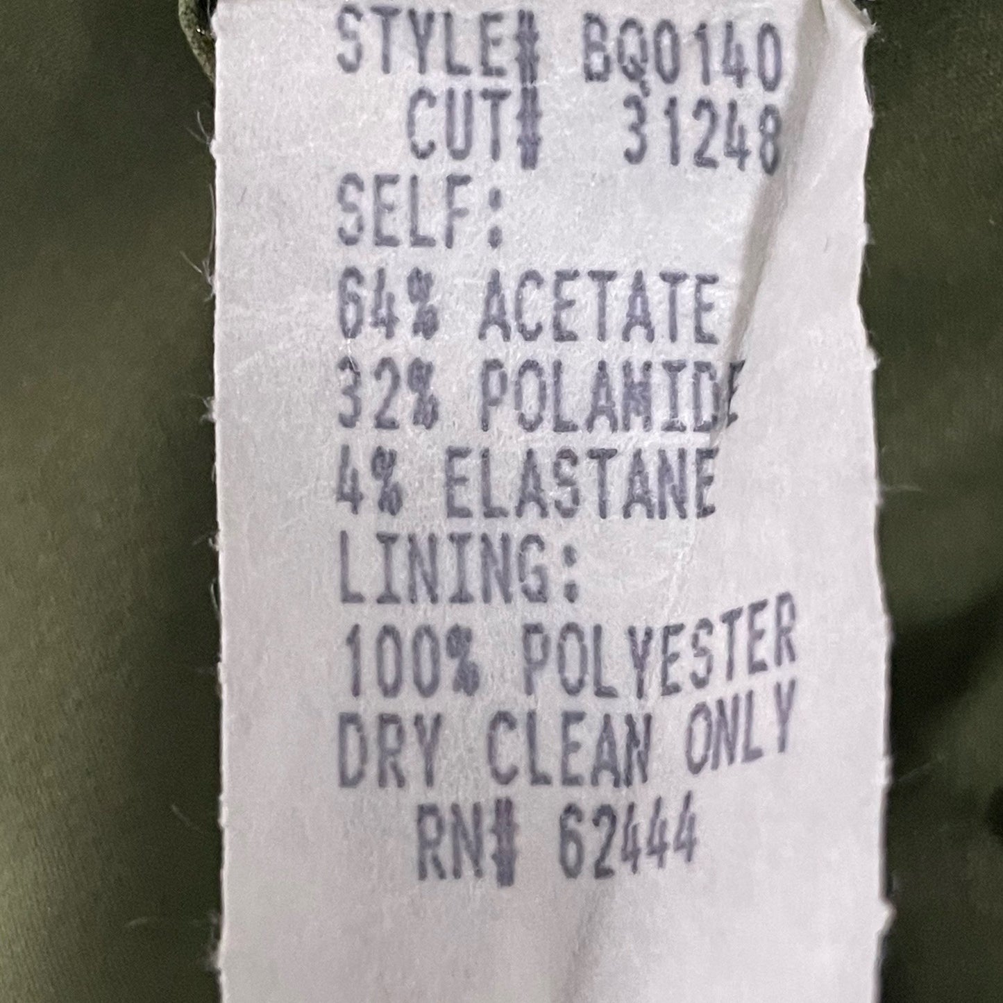 VTG Nicole Miller Green Satin Ruched Zipped Lined Pencil Dress USA Made Size 6