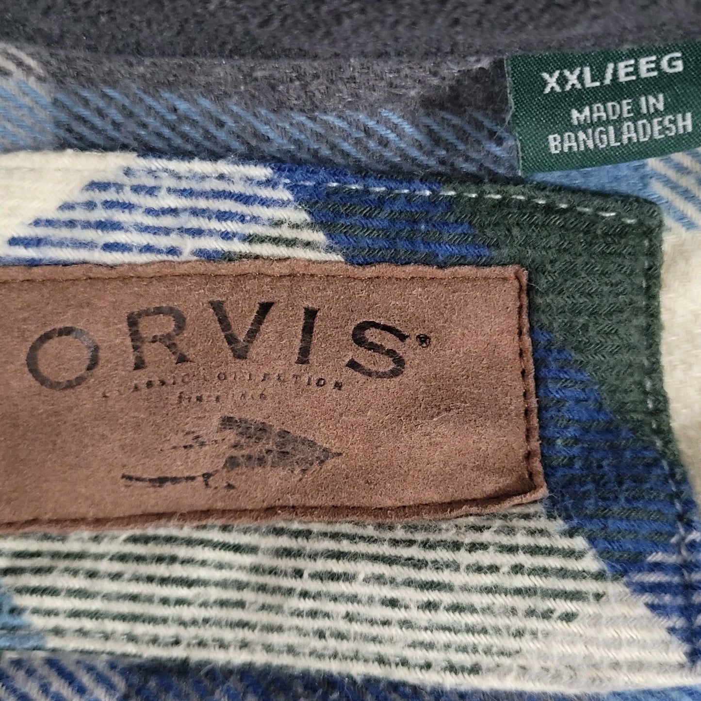Orvis Multicolor Plaid Flannel Button Up Pockets Long Sleeve Over Shirt Size XXL