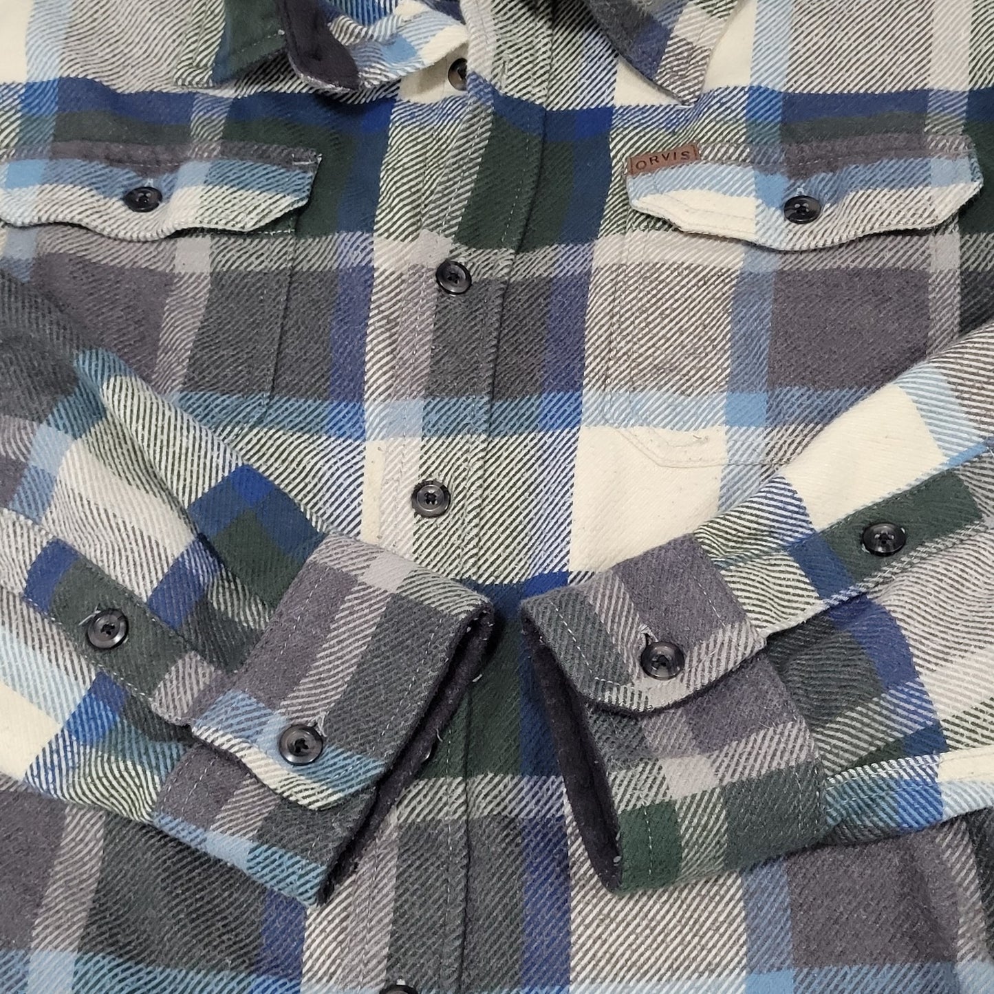 Orvis Multicolor Plaid Flannel Button Up Pockets Long Sleeve Over Shirt Size XXL