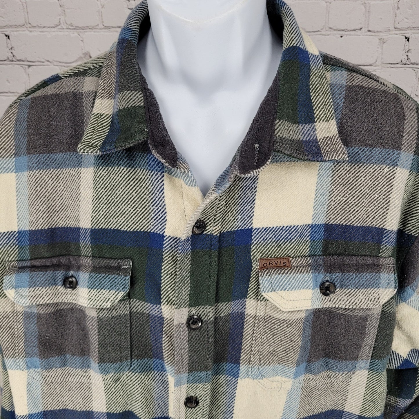 Orvis Multicolor Plaid Flannel Button Up Pockets Long Sleeve Over Shirt Size XXL