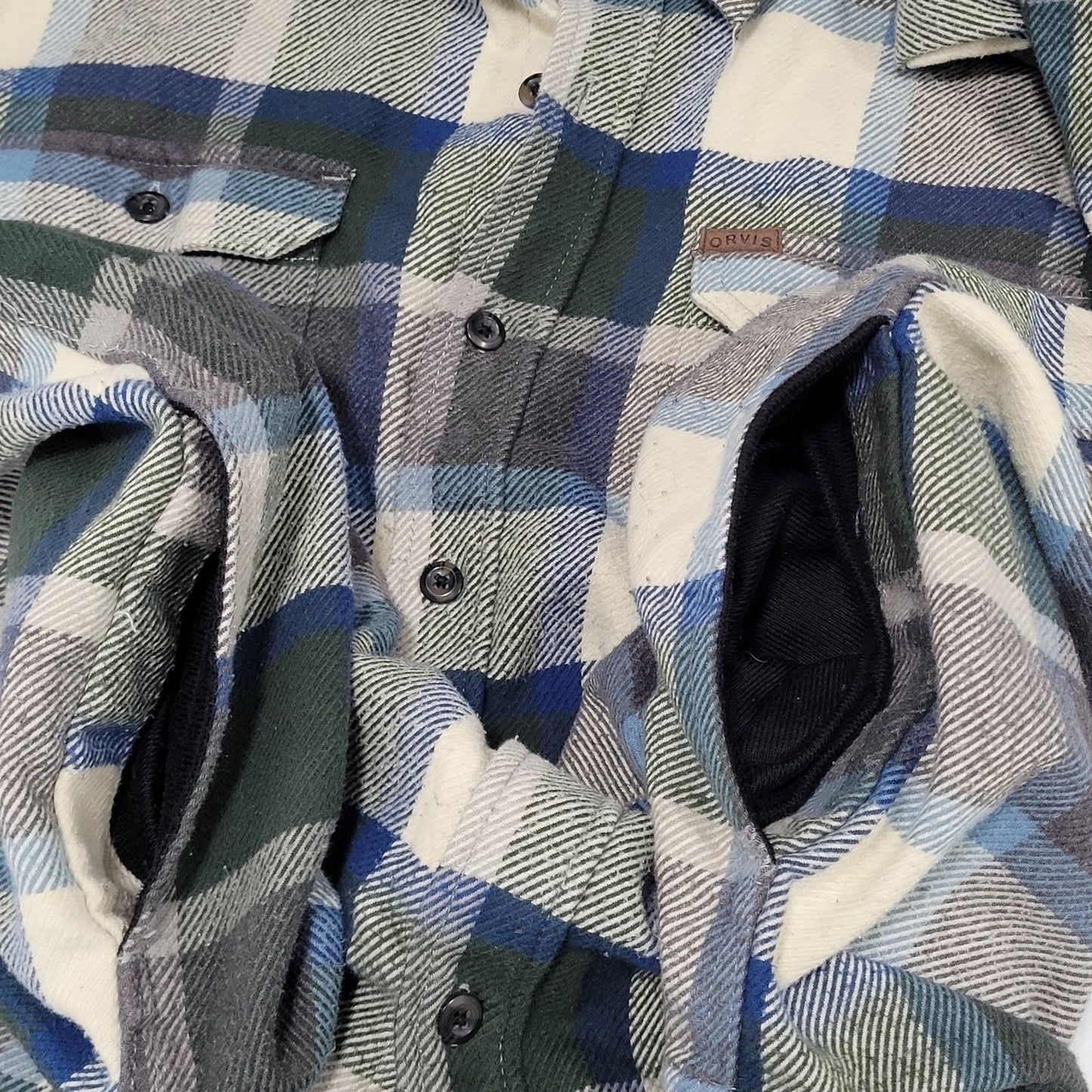 Orvis Multicolor Plaid Flannel Button Up Pockets Long Sleeve Over Shirt Size XXL