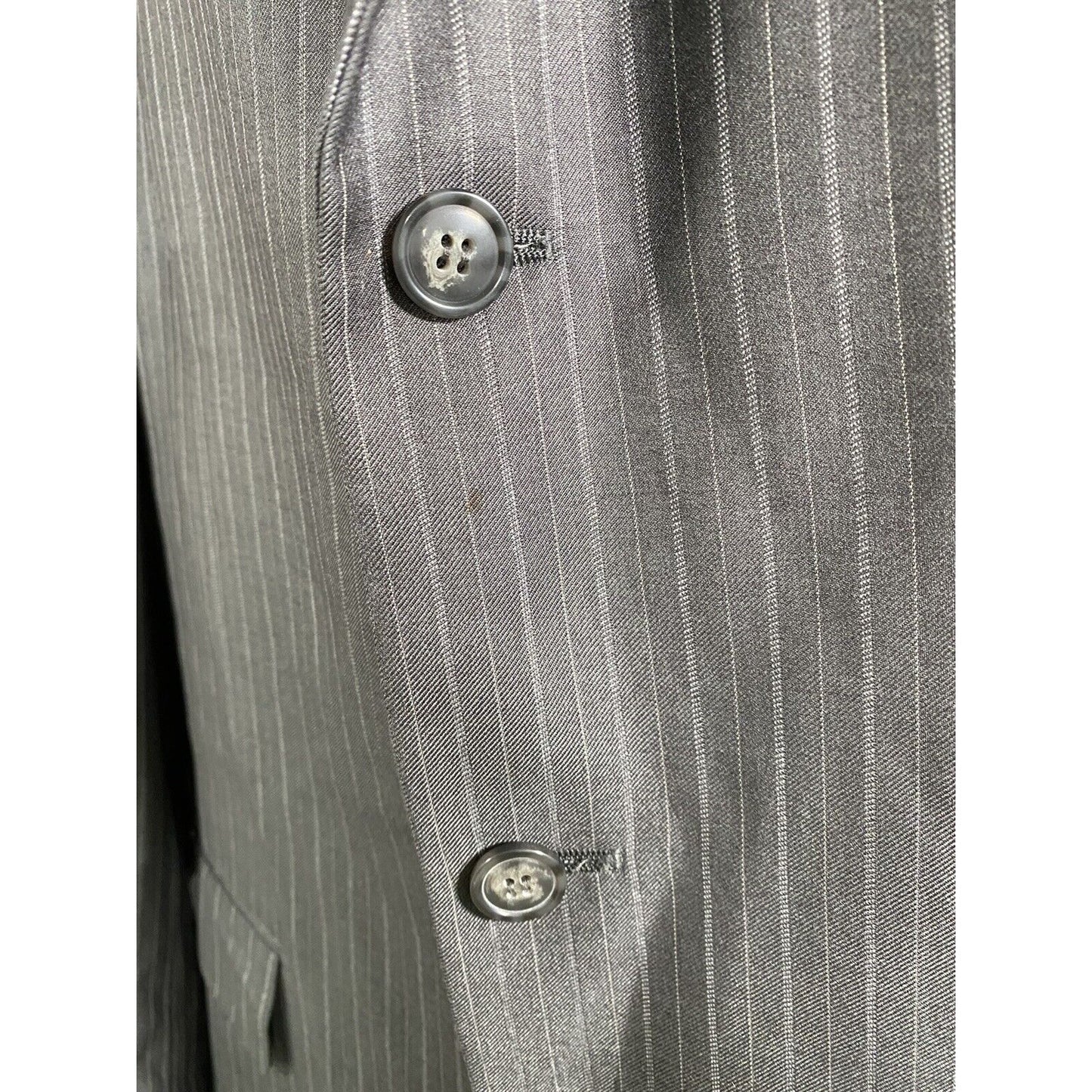 Angelo Rossi Gray Striped Hand Tailored 3 Button Jacket Blazer 44L