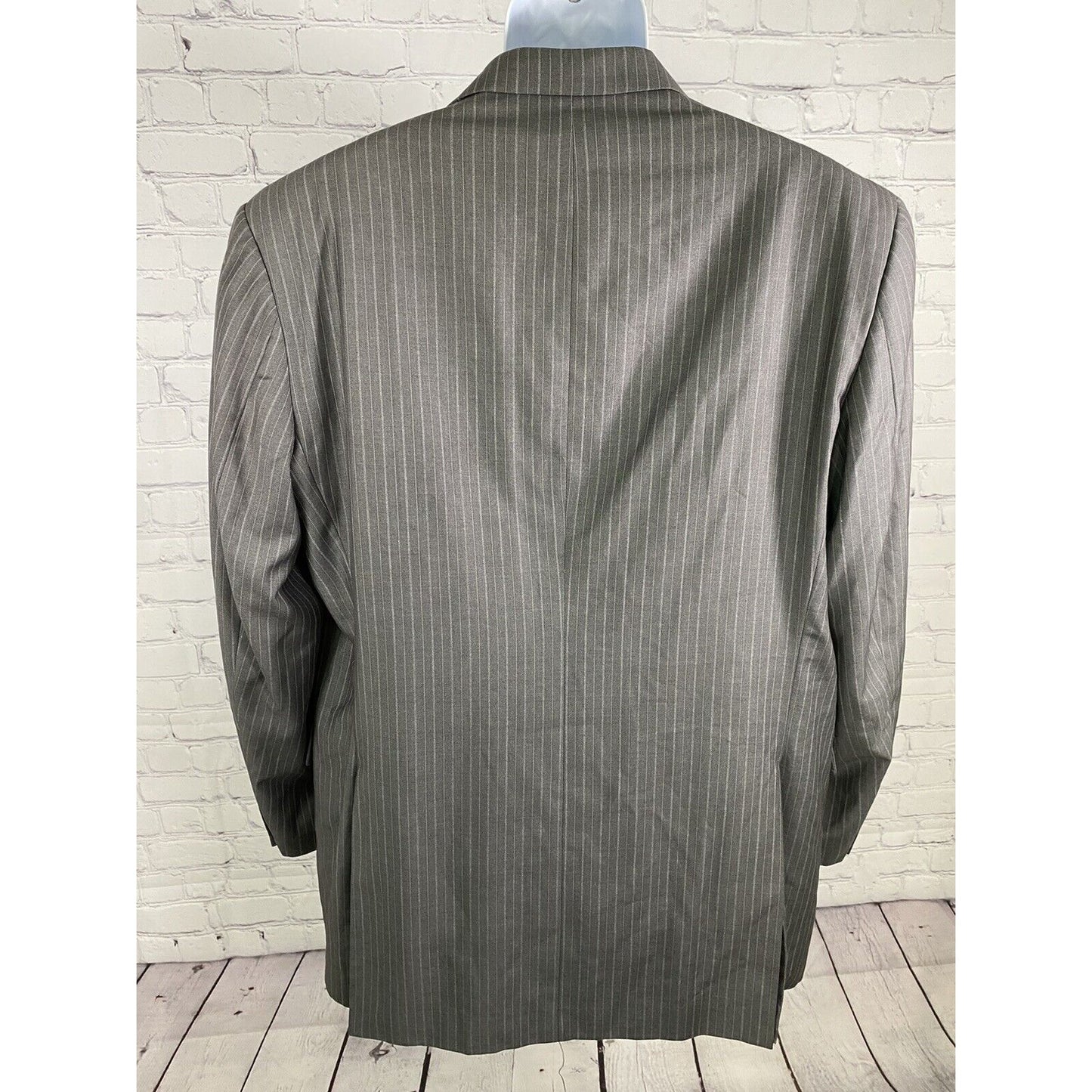Angelo Rossi Gray Striped Hand Tailored 3 Button Jacket Blazer 44L