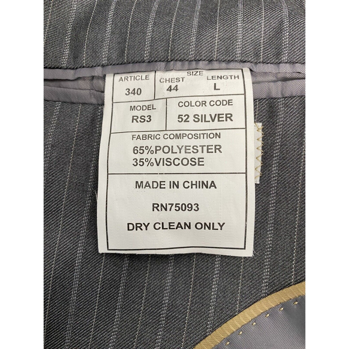 Angelo Rossi Gray Striped Hand Tailored 3 Button Jacket Blazer 44L