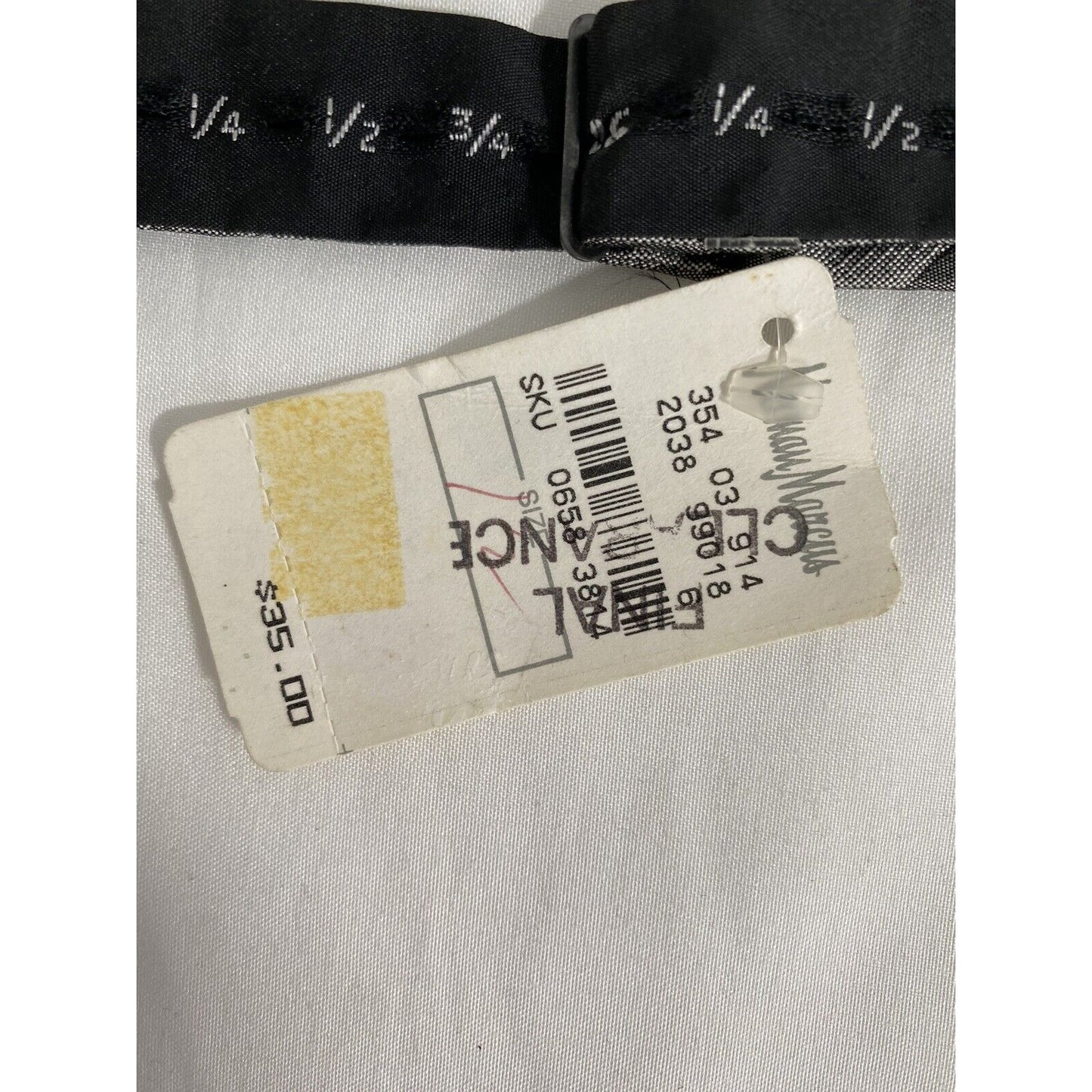 VTG NWT Neiman Marcus Dual Tone Gray Checkered All Silk Adjustable Bow Tie