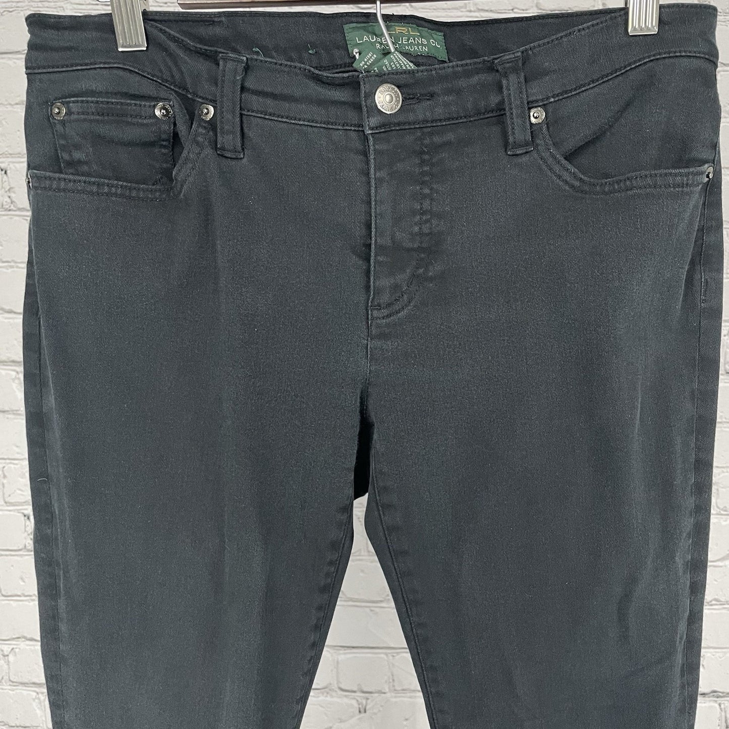LRL Ralph Lauren Black Denim Modern Skinny Mid Rise Stretch Jeans Size 8 (32x29)