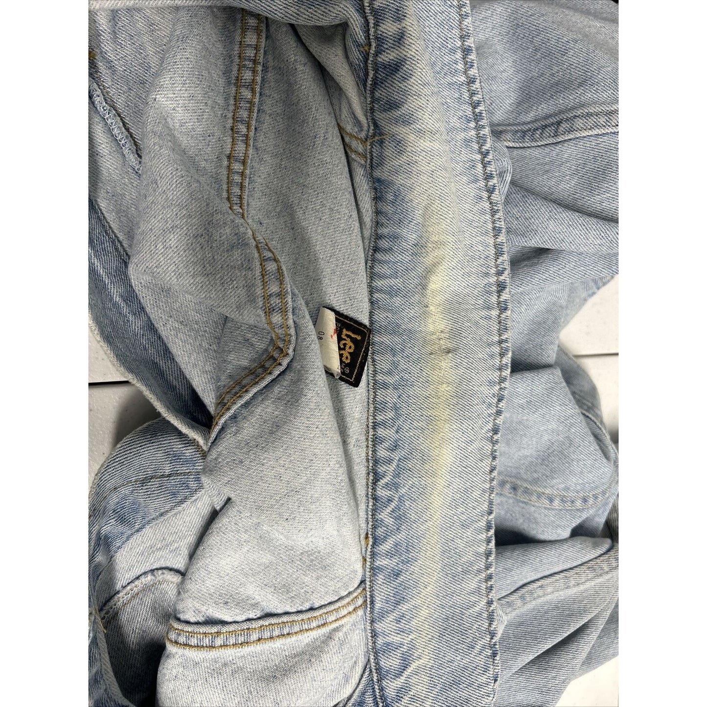 VTG 80’s Lee Riders Light Wash Blue Denim Button Up Jean Jacket USA Men’s L