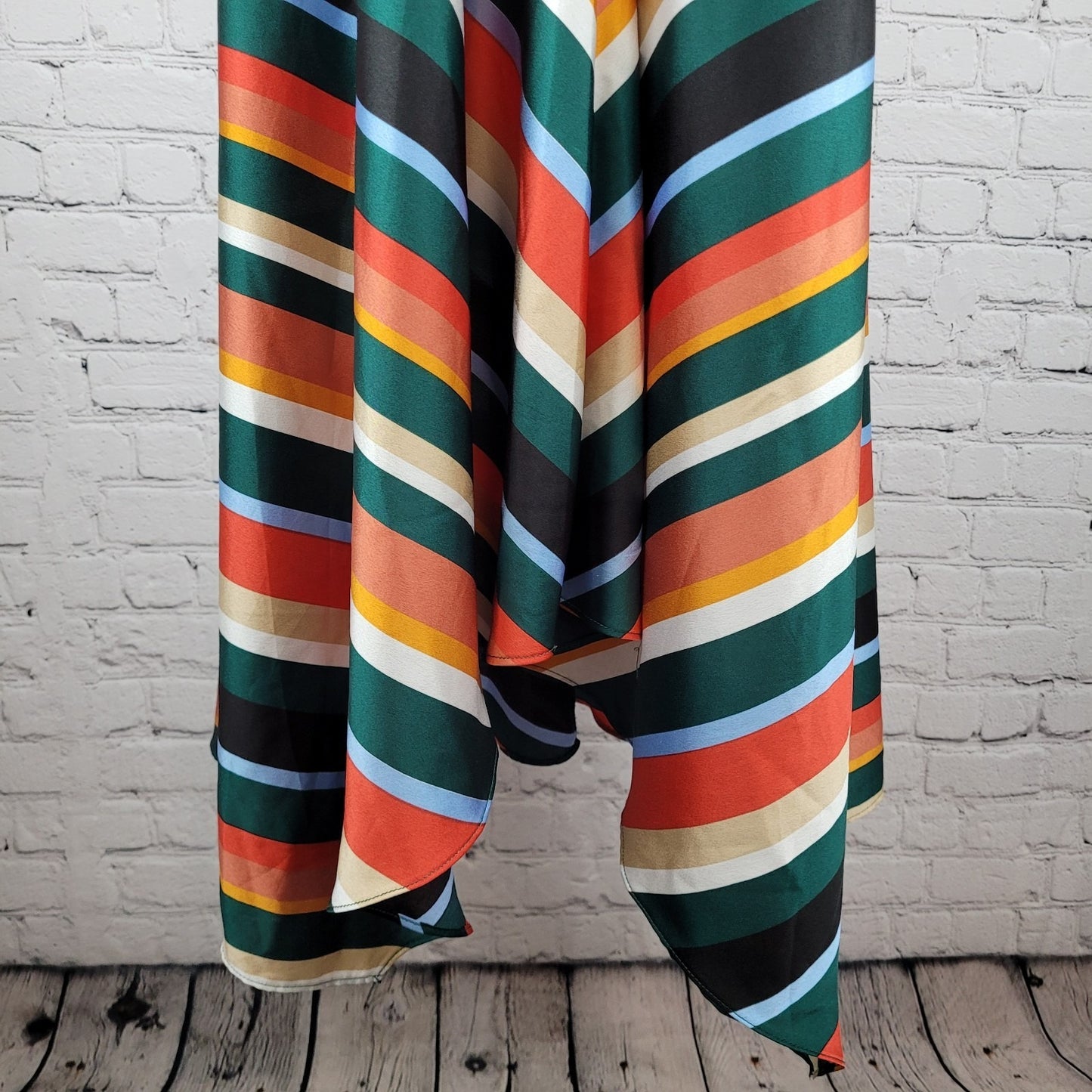 Lulus Multicolor Striped Silky Satin V-Neck Halter Tie Backless Dress Medium M
