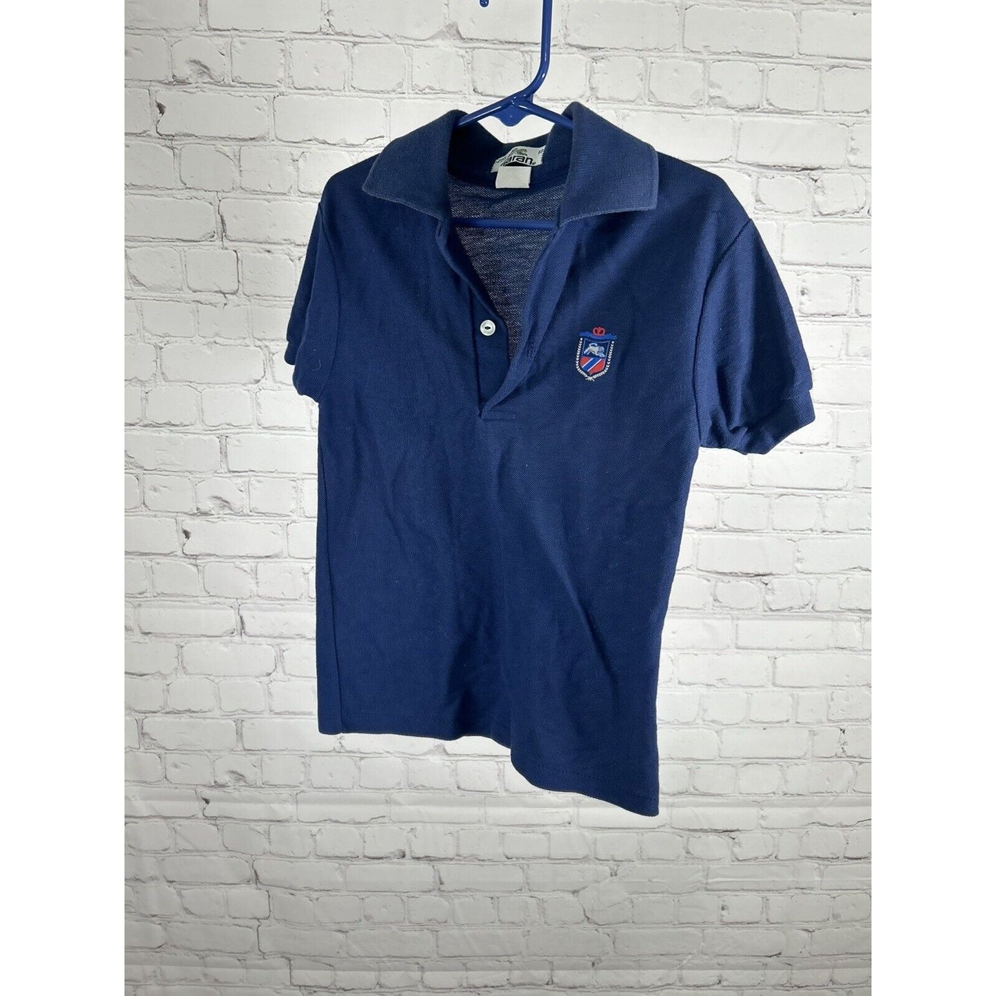 VTG Garan Dark Blue Short Sleeve Knit Polo Shirt Youth Boys 10 USA
