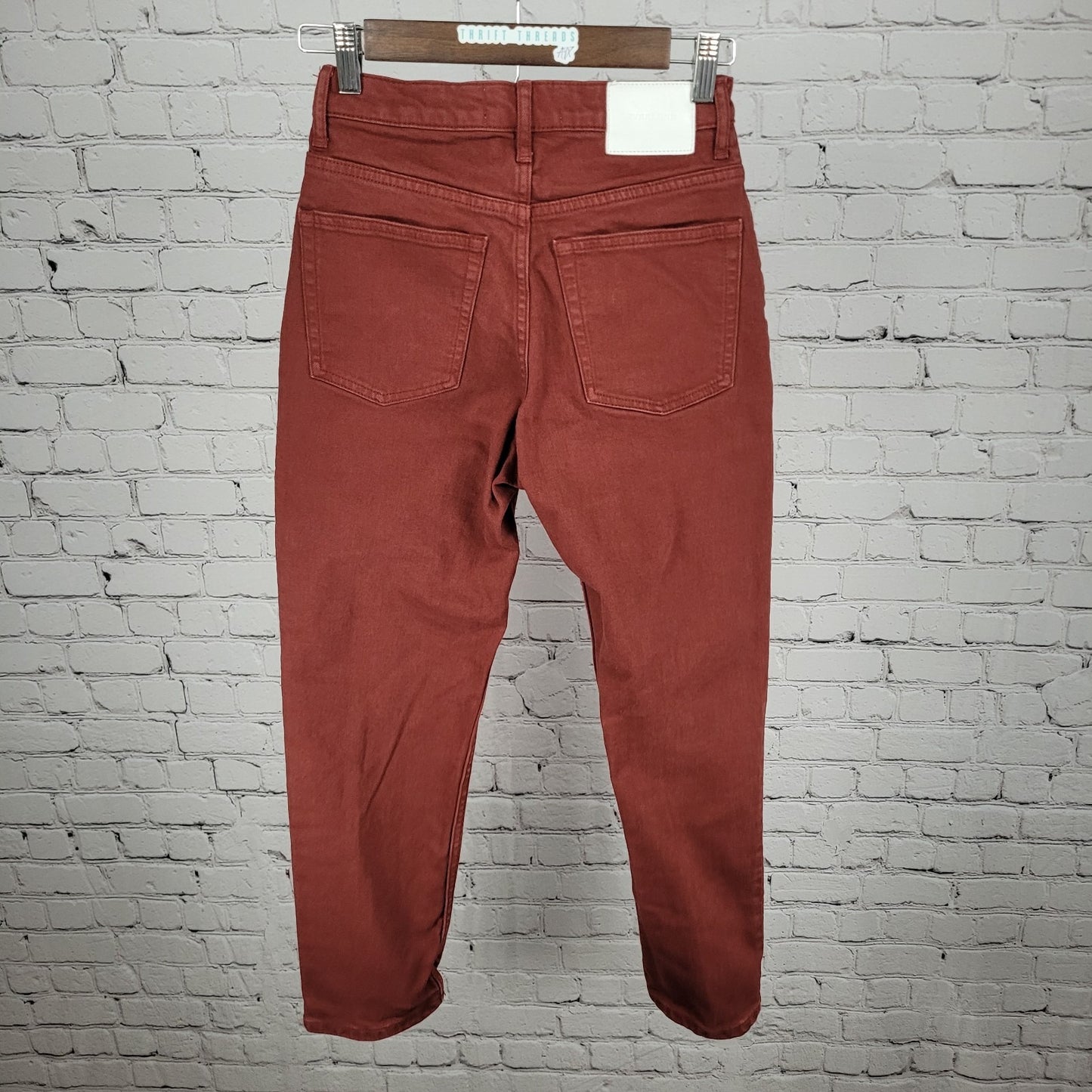 Everlane Red Denim High Rise Straight Edition 01 Ankle Jeans Size 25 (25x26)