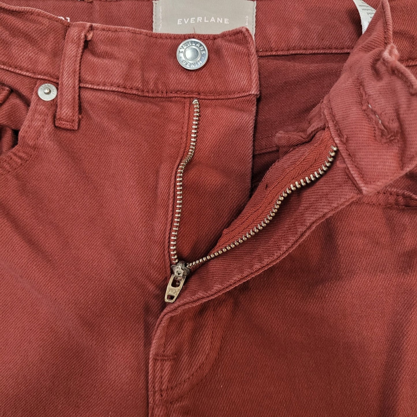 Everlane Red Denim High Rise Straight Edition 01 Ankle Jeans Size 25 (25x26)