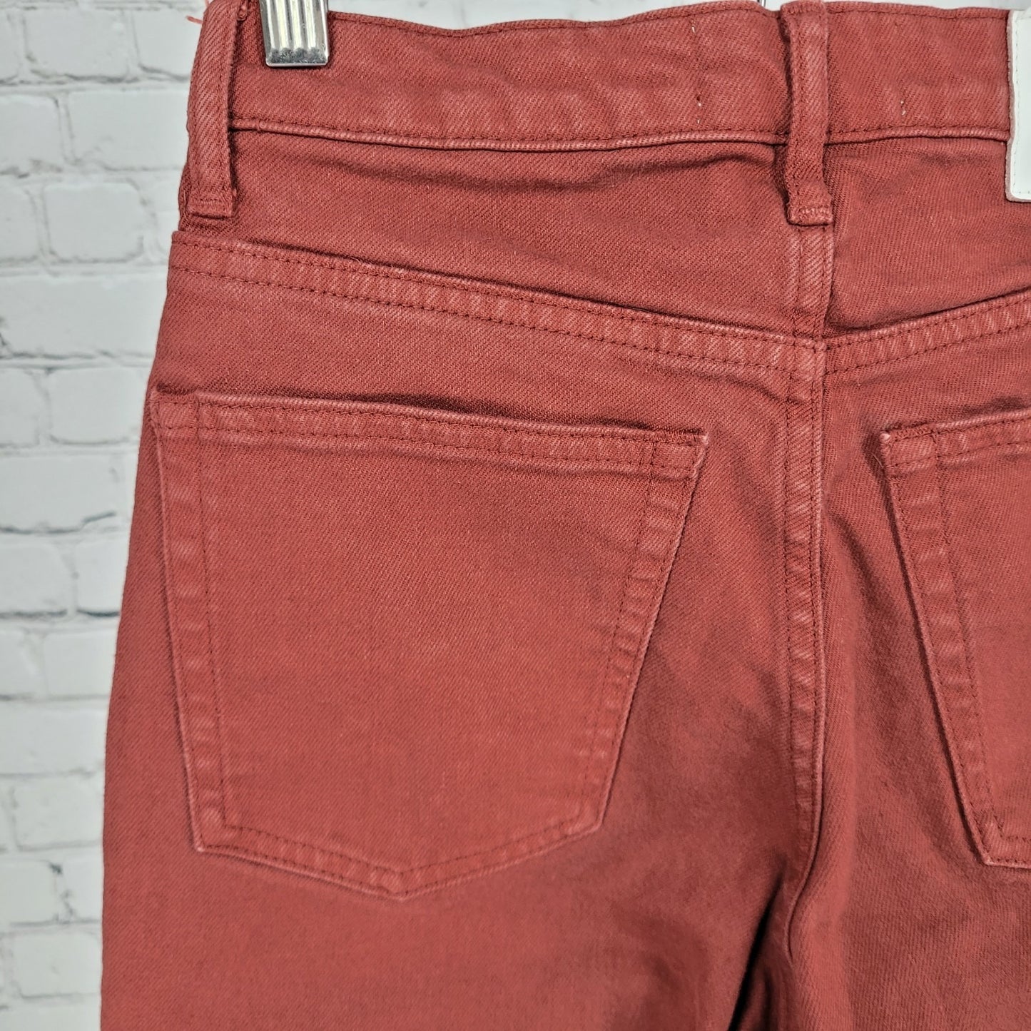Everlane Red Denim High Rise Straight Edition 01 Ankle Jeans Size 25 (25x26)