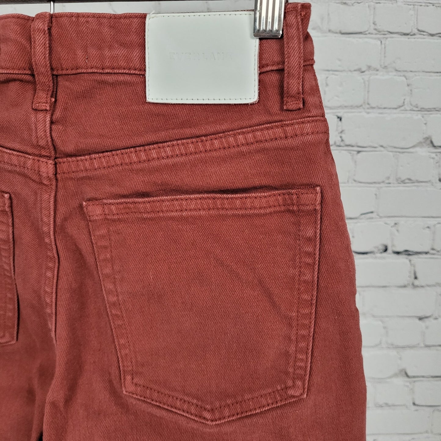 Everlane Red Denim High Rise Straight Edition 01 Ankle Jeans Size 25 (25x26)