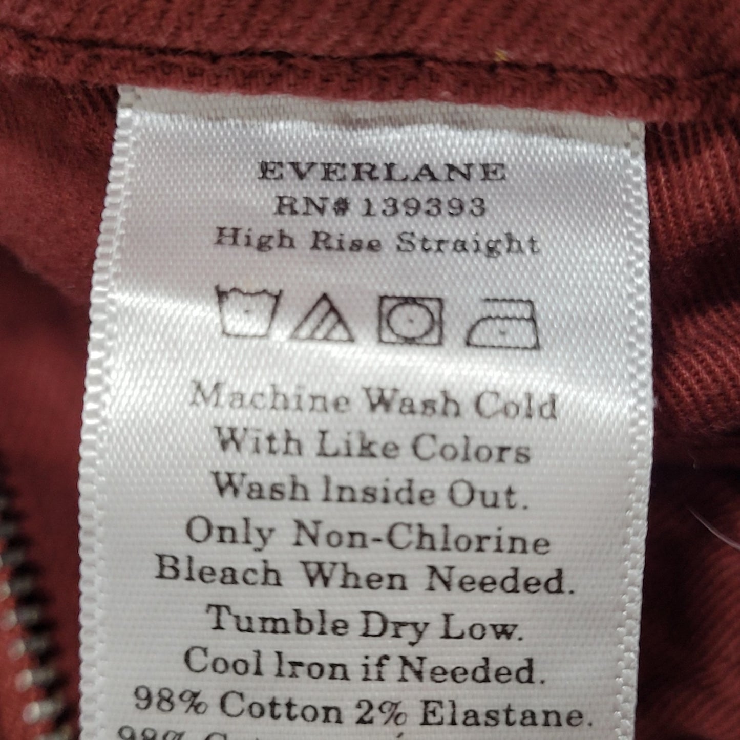 Everlane Red Denim High Rise Straight Edition 01 Ankle Jeans Size 25 (25x26)