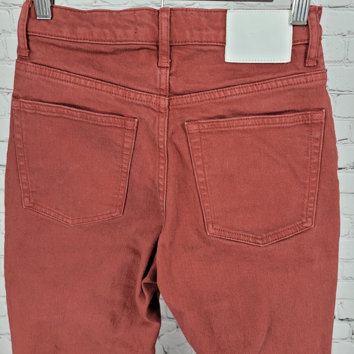 Everlane Red Denim High Rise Straight Edition 01 Ankle Jeans Size 25 (25x26)