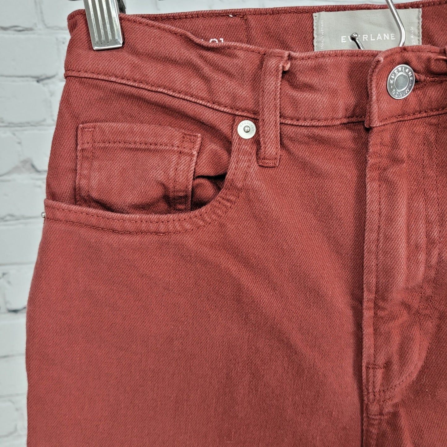 Everlane Red Denim High Rise Straight Edition 01 Ankle Jeans Size 25 (25x26)