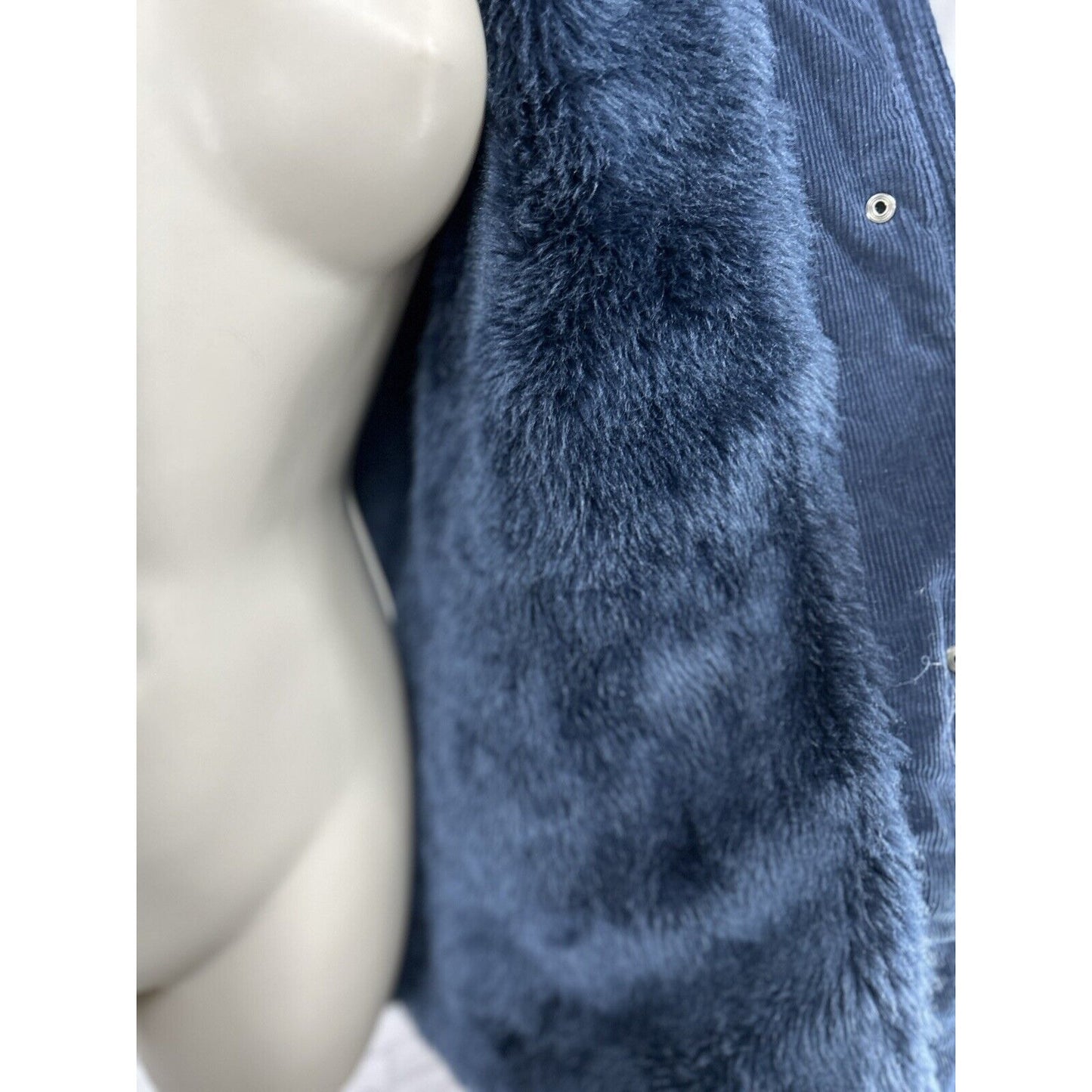 Zara Girls Dark Blue Faux Fur Lined Hooded Coat Zippered Jacket Girls Size 13/14