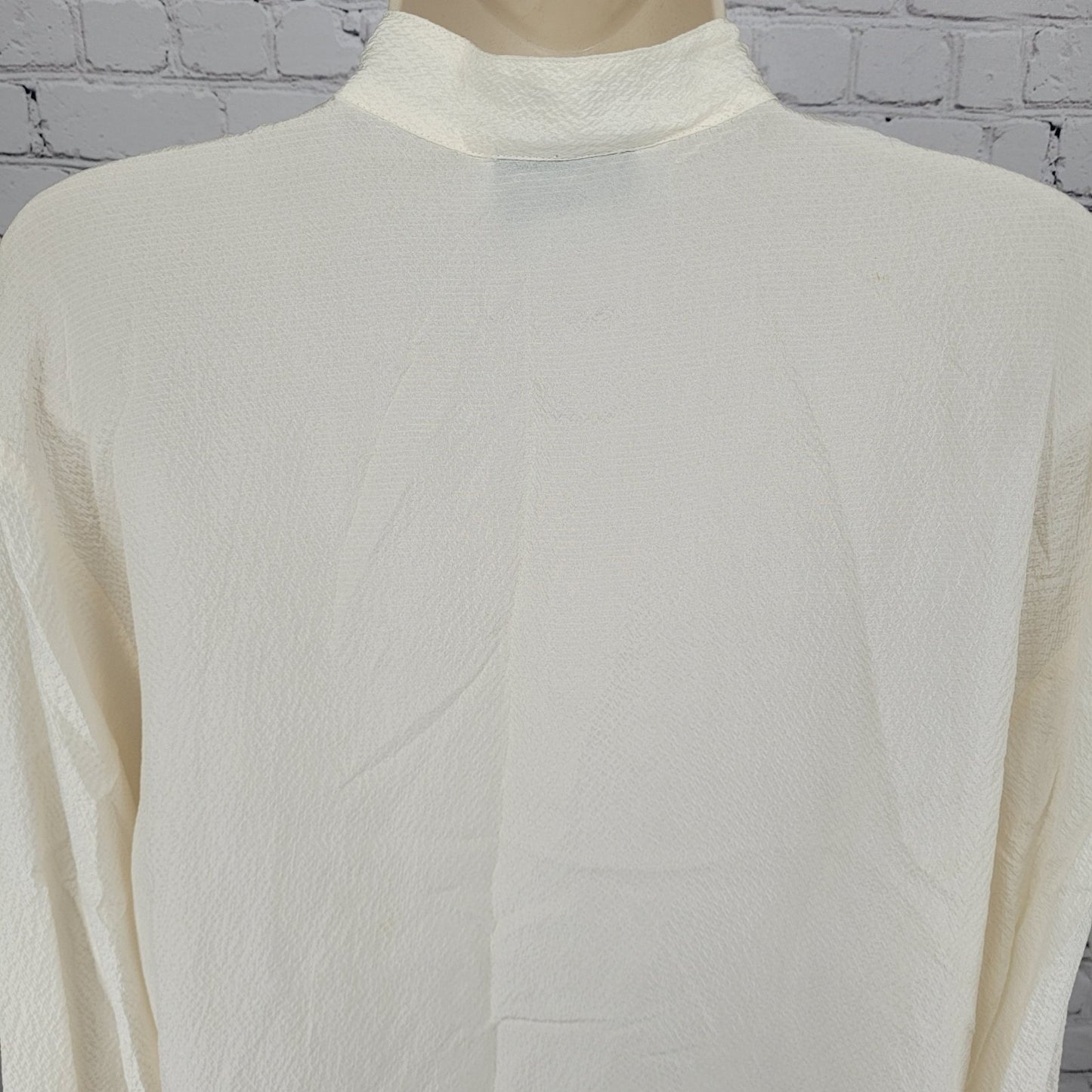 Nipon Studio Ivory 100% Silk Button Up Long Sleeve Tunic Blouse Size 8