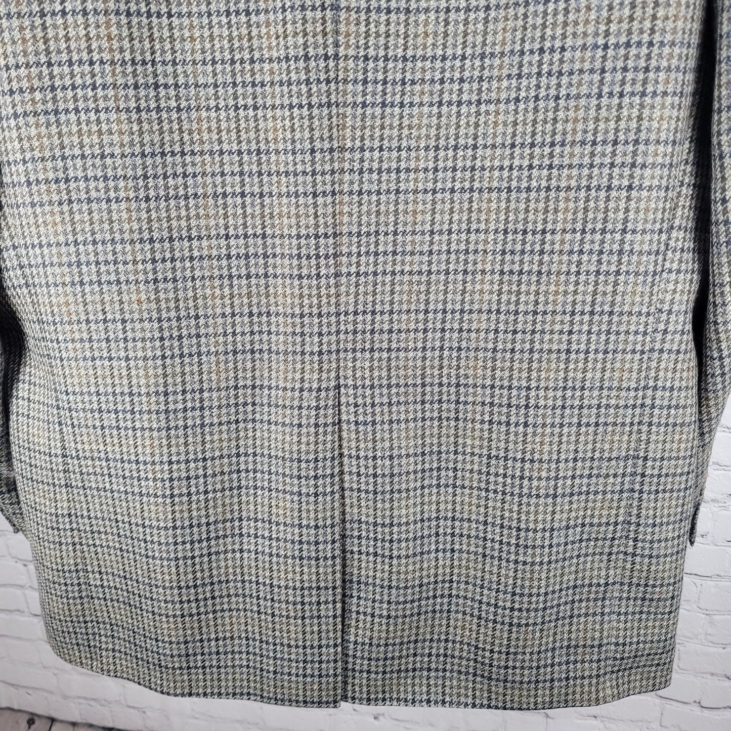 Chaps Ralph Lauren Brown & Blue 100% Wool Houndstooth Blazer Sport Coat Size 46