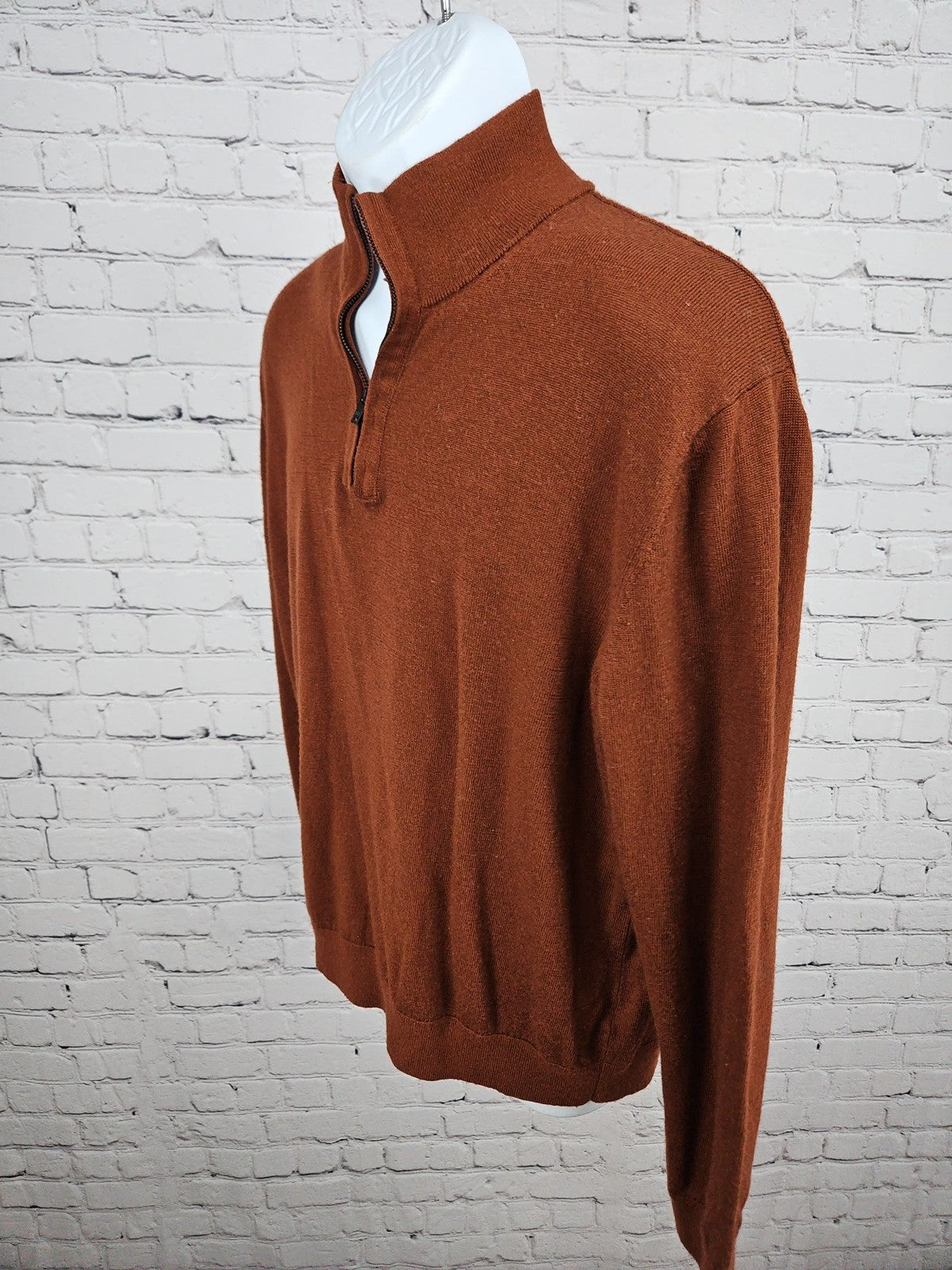 Banana Republic Rust 100% Merino Wool Quarter Zip Pullover Sweater Men's XL