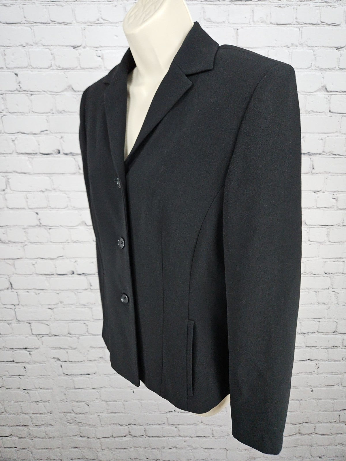 VTG Ann Taylor Black Triacetate 3 Button Notch Collar Lined Blazer 8